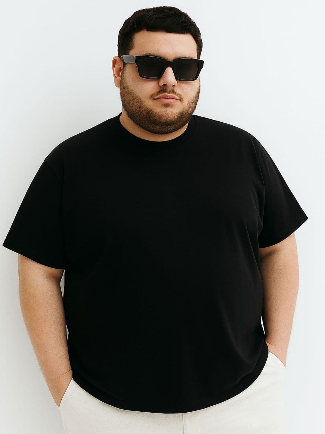 Toodle Plus Men Plus Size Solid Cotton T-Shirt - view 1