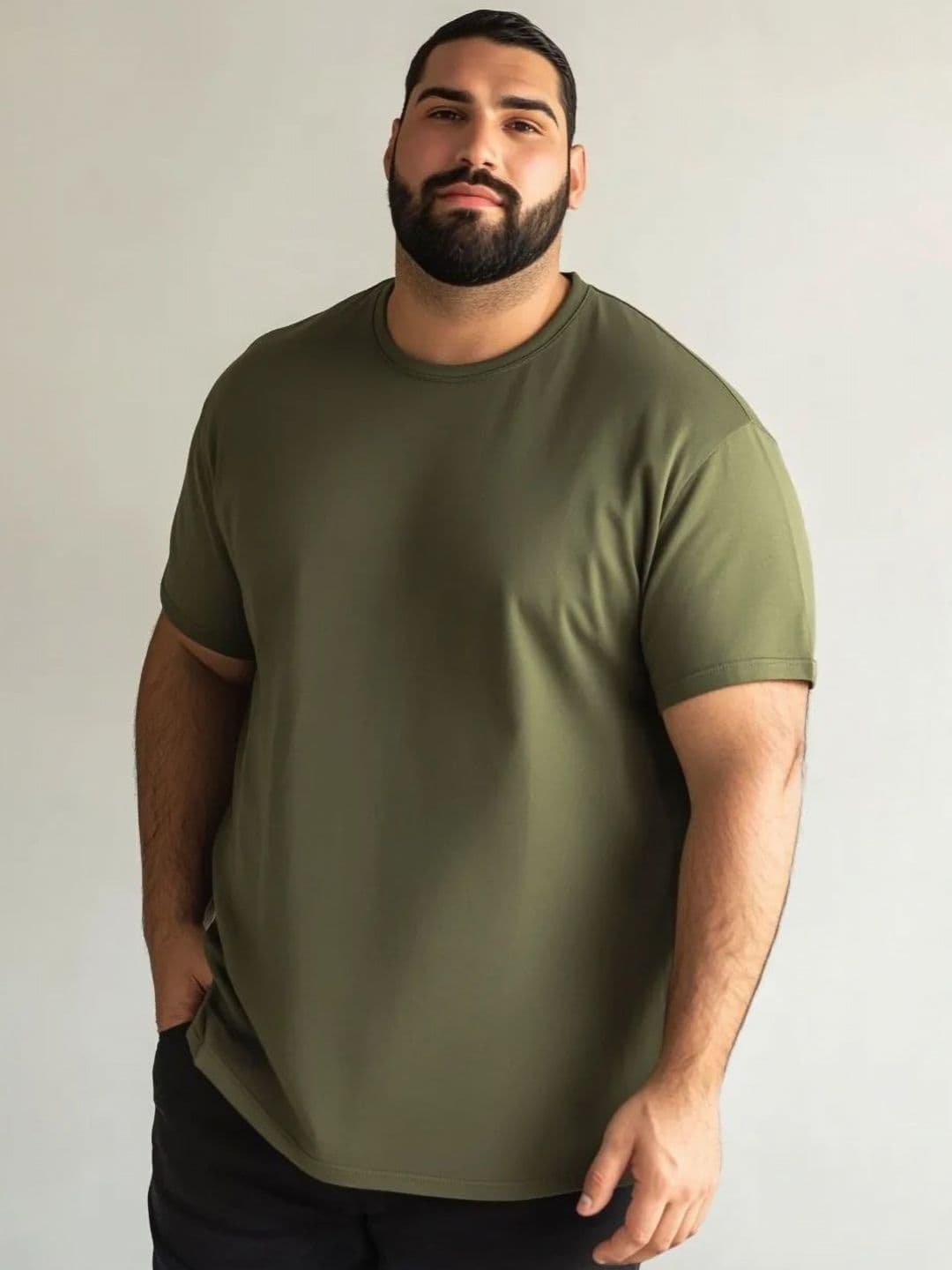 Toodle Plus Men Plus Size Solid Cotton T-Shirt - view 1