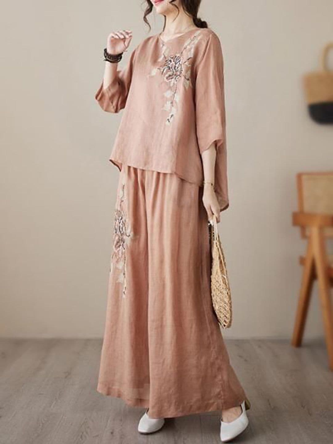 DressBerry Printed V Neck Top With Palazzo Co-Ords - view 1