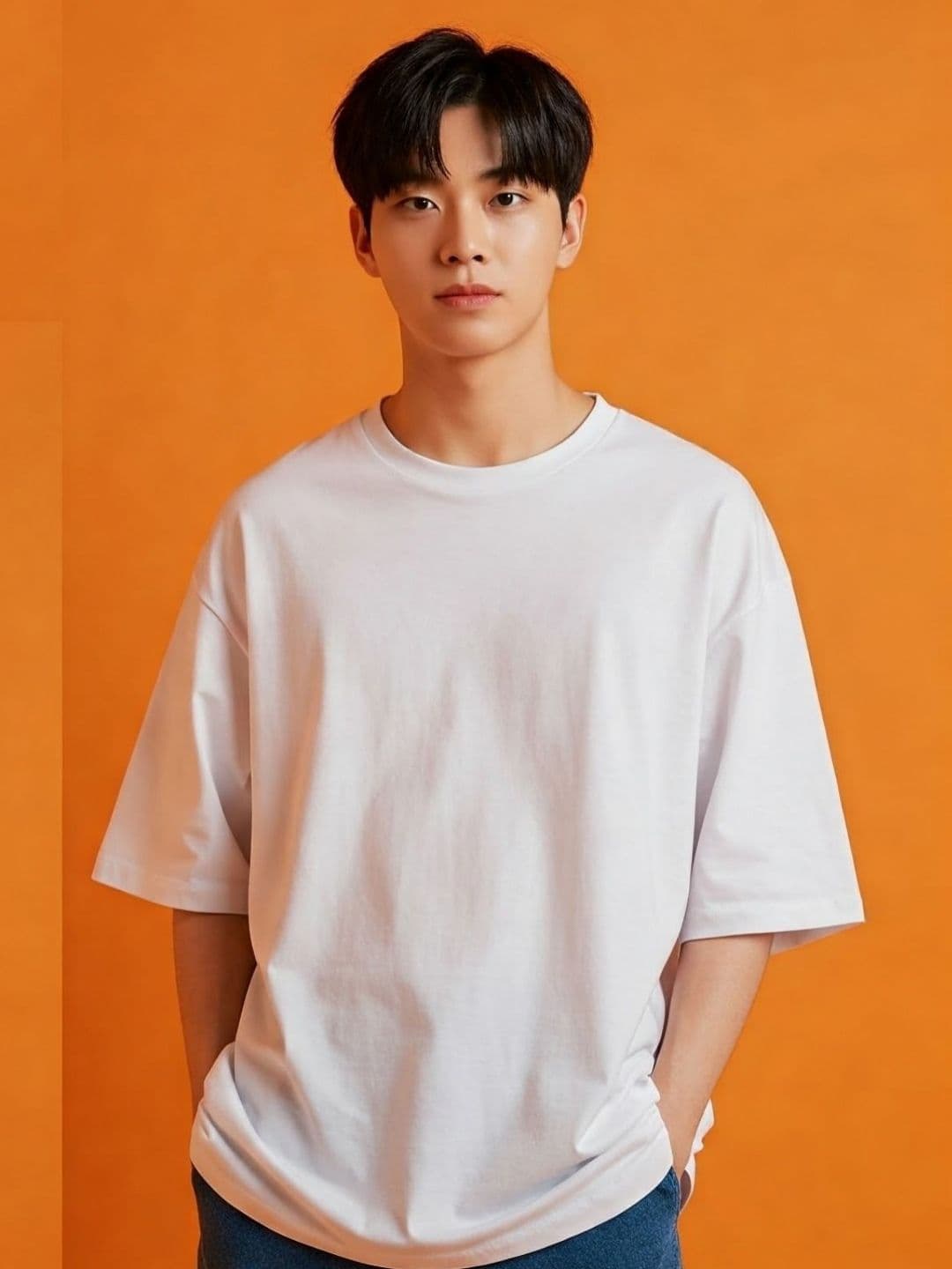 SMAN Round Neck Drop-Shoulder Sleeves Cotton Oversized Casual T-shirt - view 1