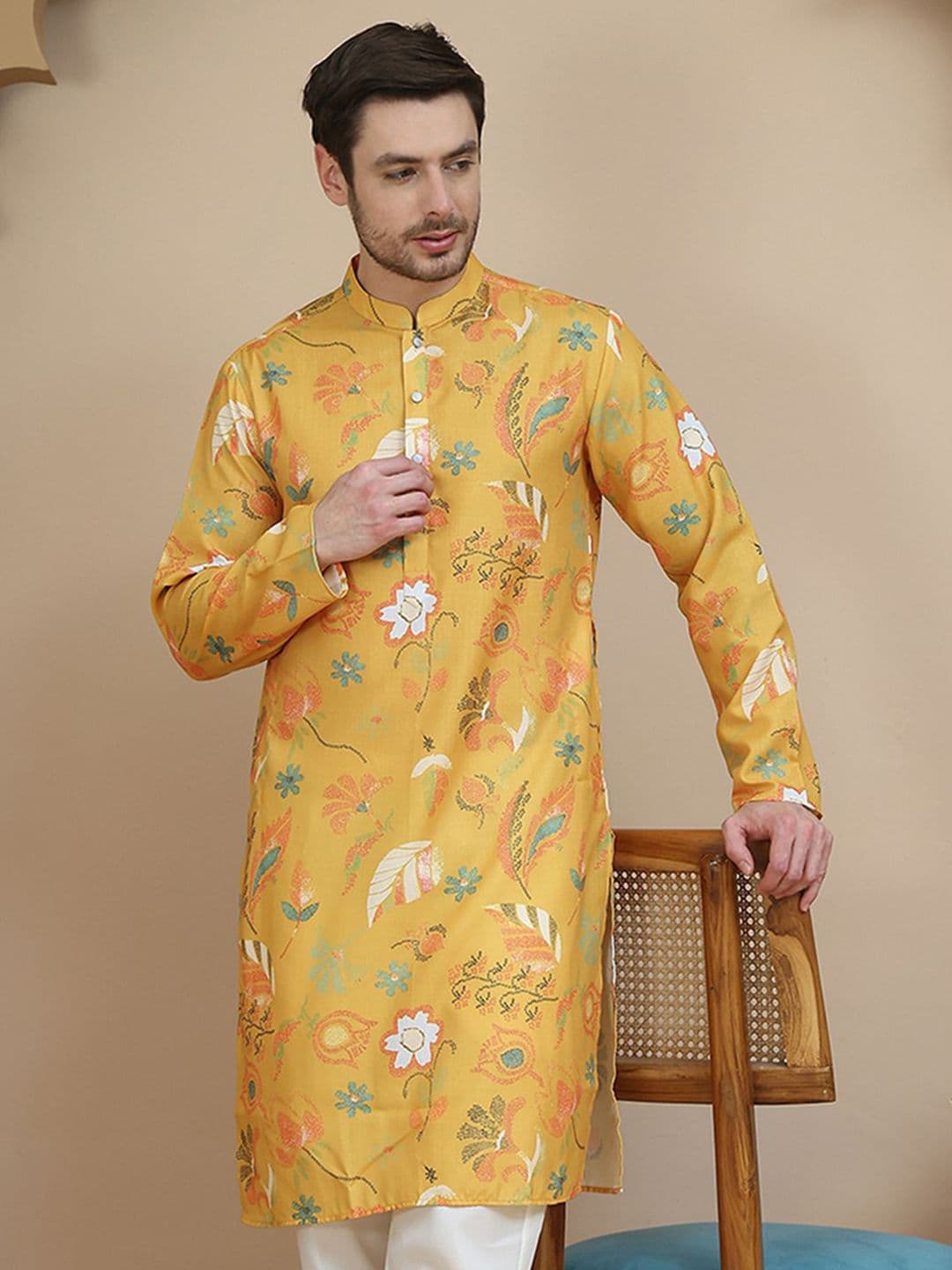 Anouk Rustic Floral Printed Mandarin Collar Straight Kurta - view 1