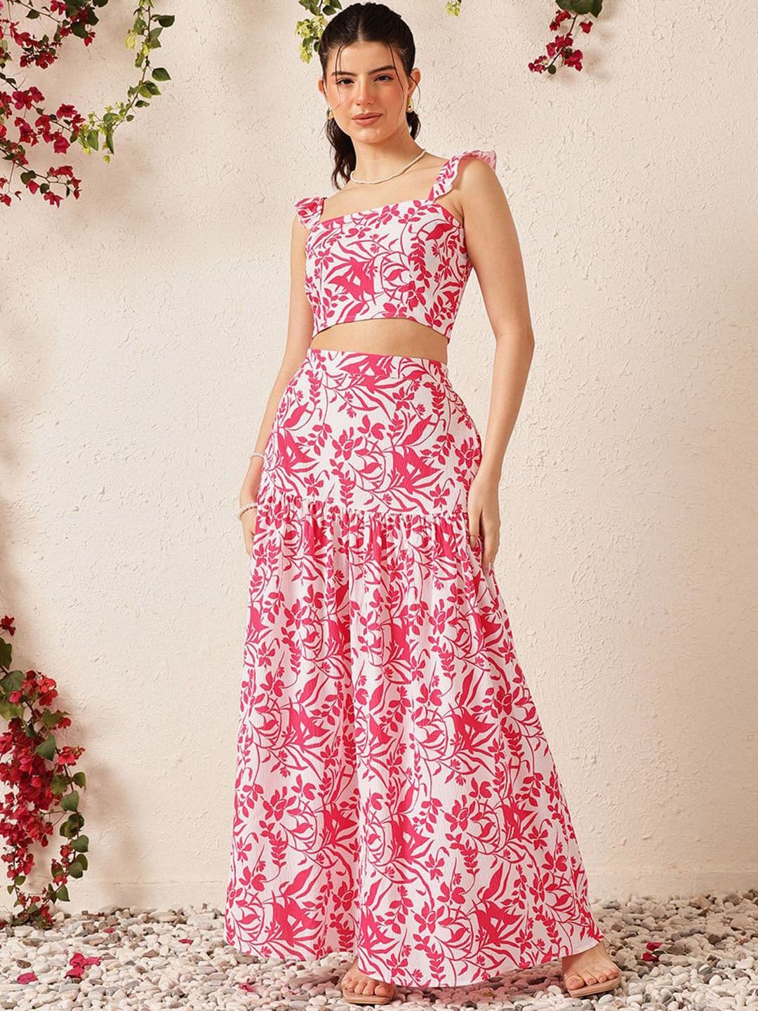 STREET 9 Floral Printed Square Neck Top With Skirt Co-Ords - view 1