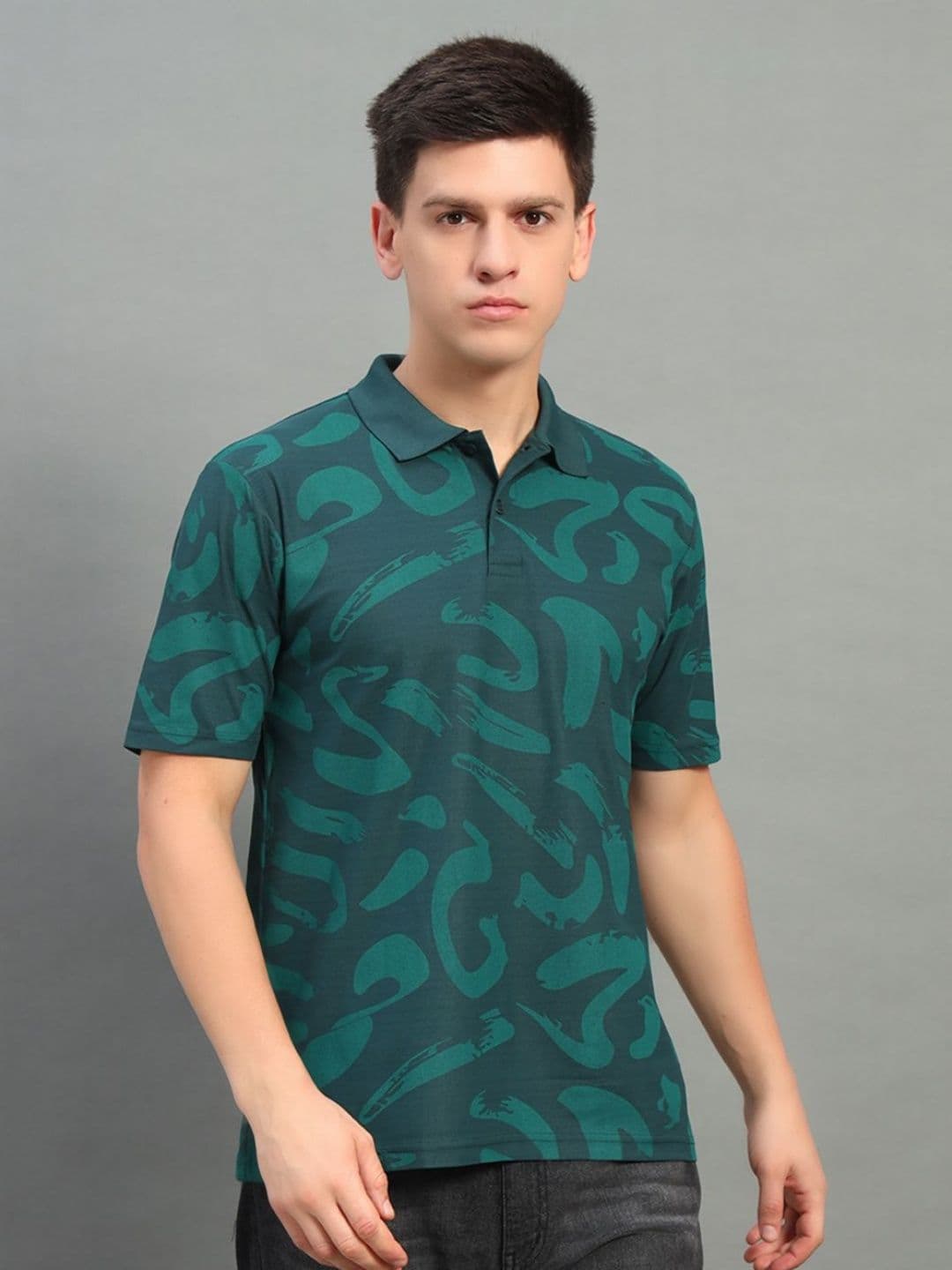 SZN Men Camouflage Printed Polo Collar Moisture Wicking Pockets T-shirt - view 1