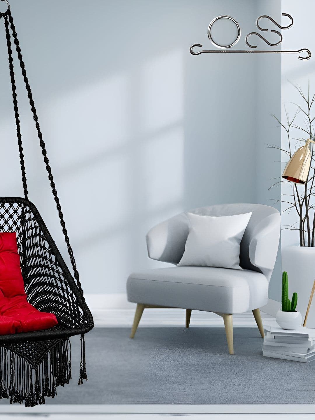 Patiofy Premium Black & Red Square Shape Comfortable Hammock Swing Chair With Cushion - view 1