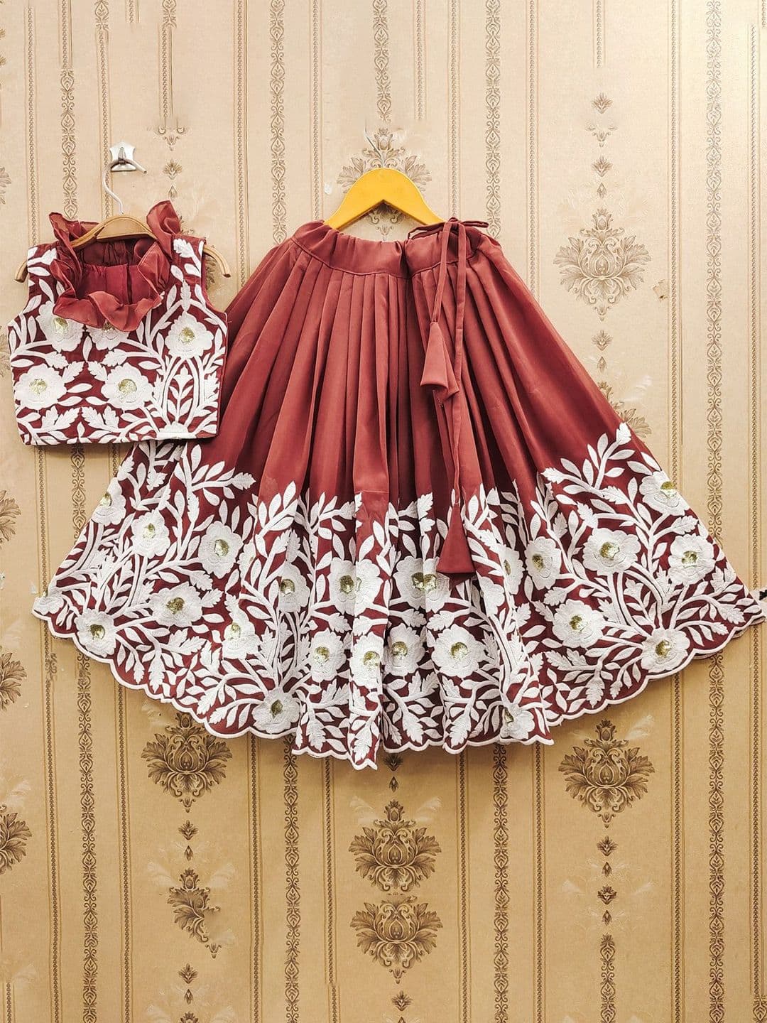 BAESD Girls Embroidered Thread Work Ready to Wear Lehenga & - view 1