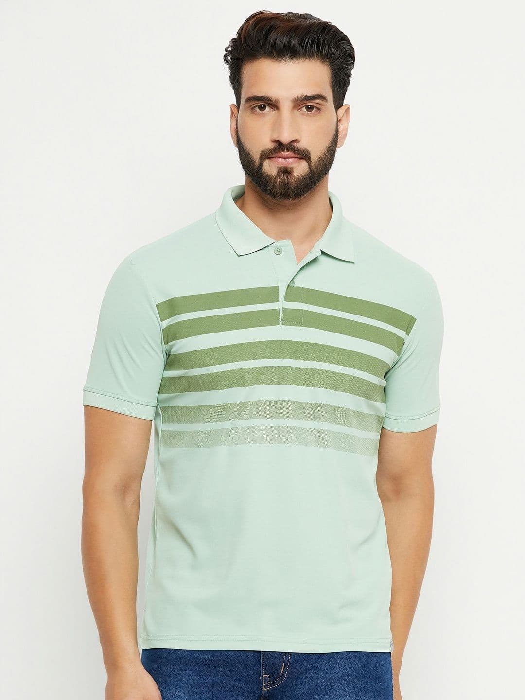 SZN Men Striped Polo Collar Moisture Wicking Pockets T-shirt - view 1