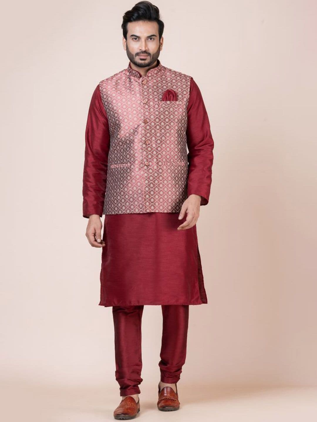 Nawaz's Kurta Mandarin Collar Nehru Jacket - view 1
