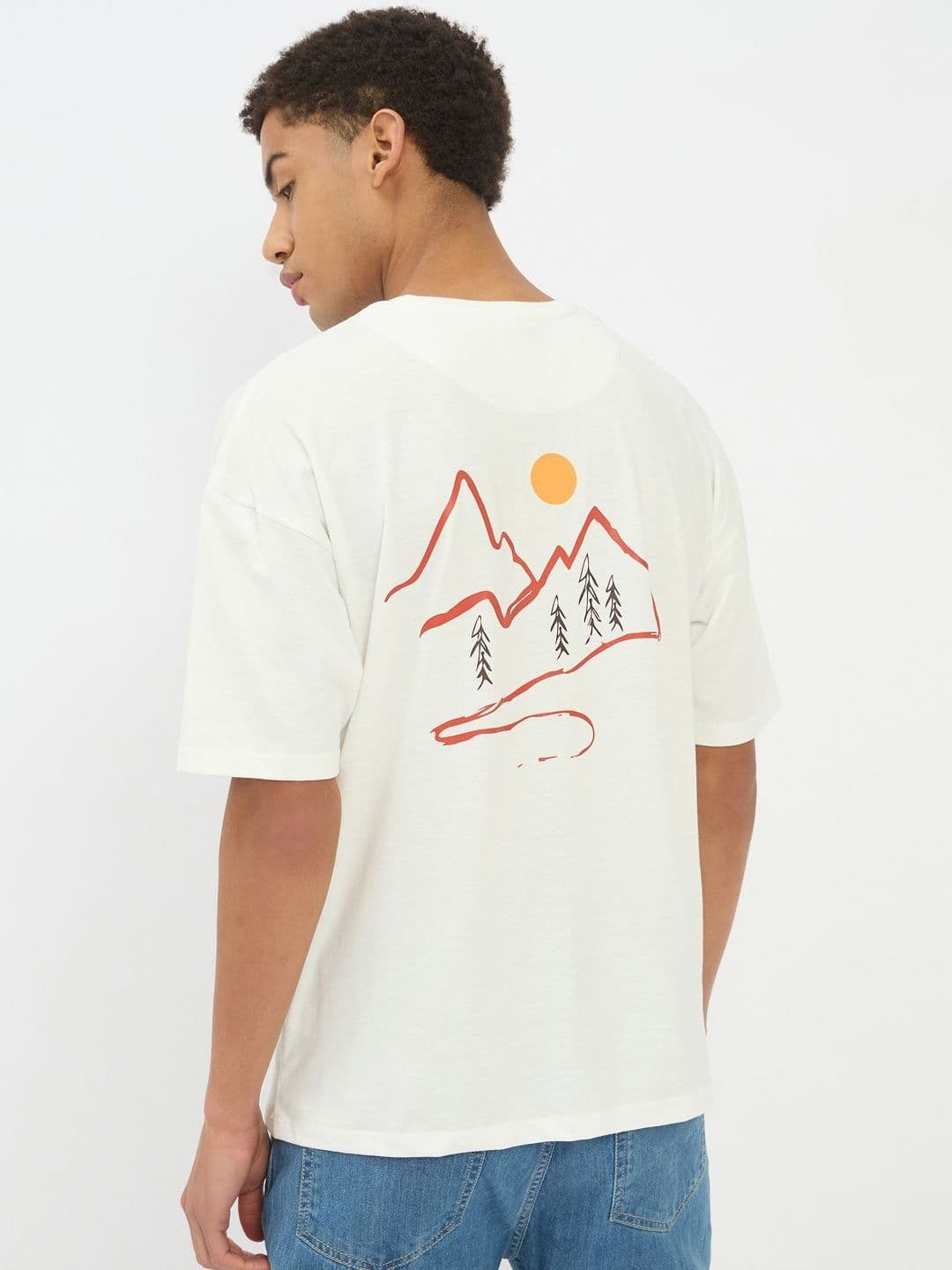 Mast & Harbour Typography Printed Round Neck Short Sleeves Cotton Relaxed Fit T-shirt - view 1