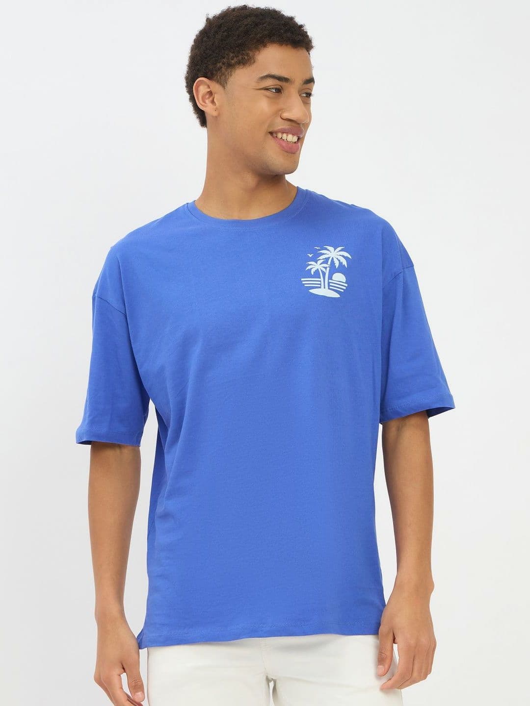 Mast & Harbour Graphic Printed Round Neck Short Sleeves Cotton Relaxed Fit T-shirt - view 1