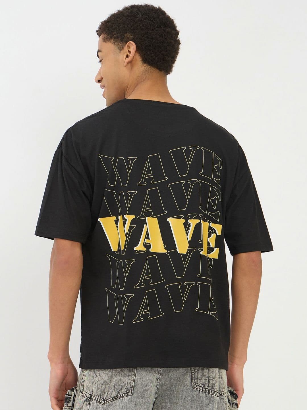 Mast & Harbour Typography Printed Round Neck Short Sleeves Pure Cotton Relaxed Fit T-shirt - view 1