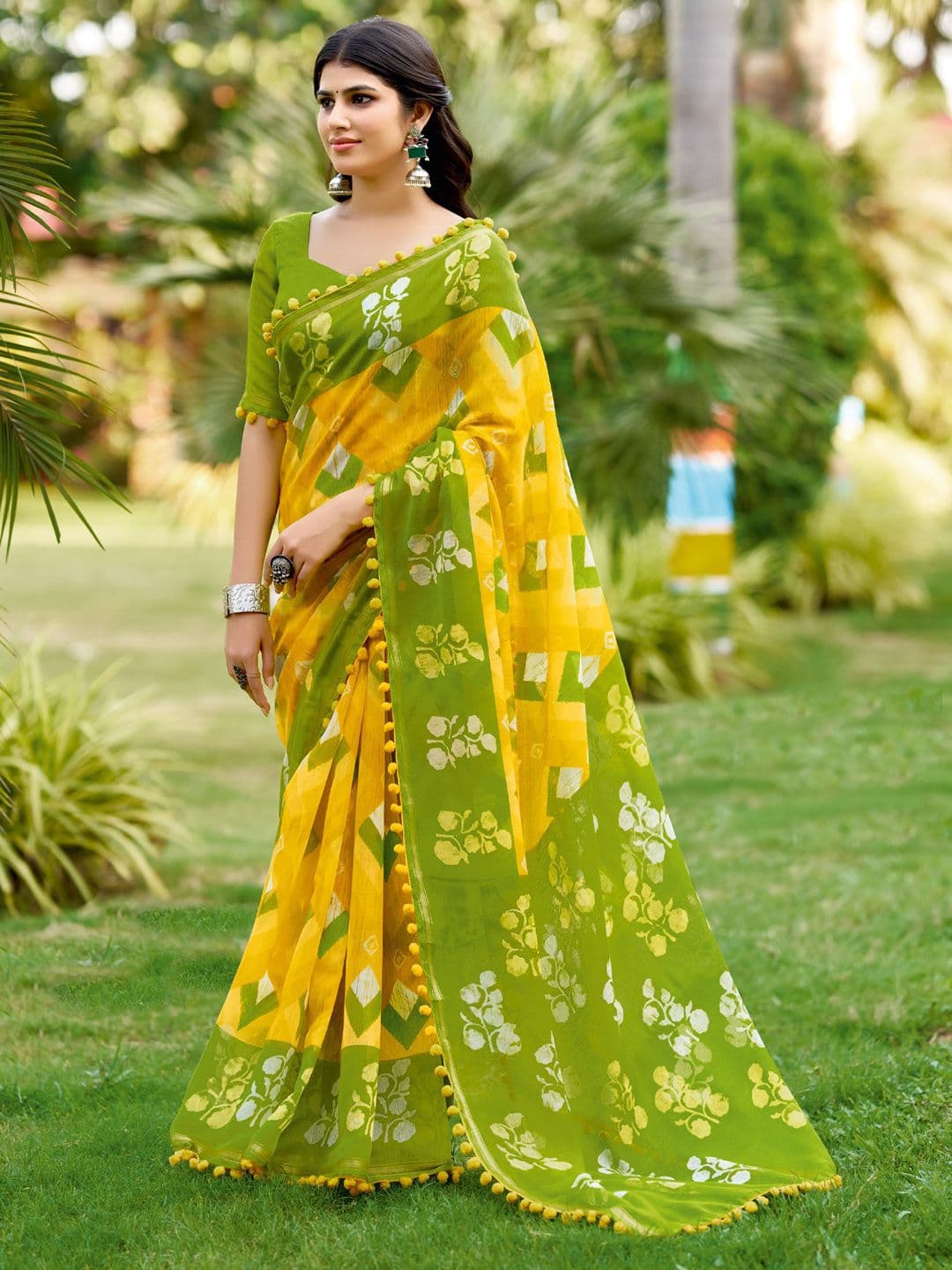 KALINI Ethnic Motifs Block Print Saree - view 1