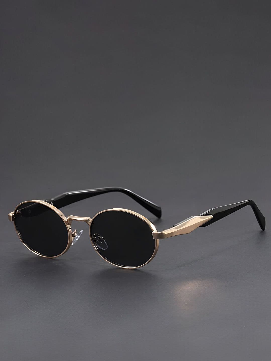 FUNGLASSES Unisex Oval Sunglasses with UV Protected Lens PUSHPA RAJ V GOLD BLACK - view 1