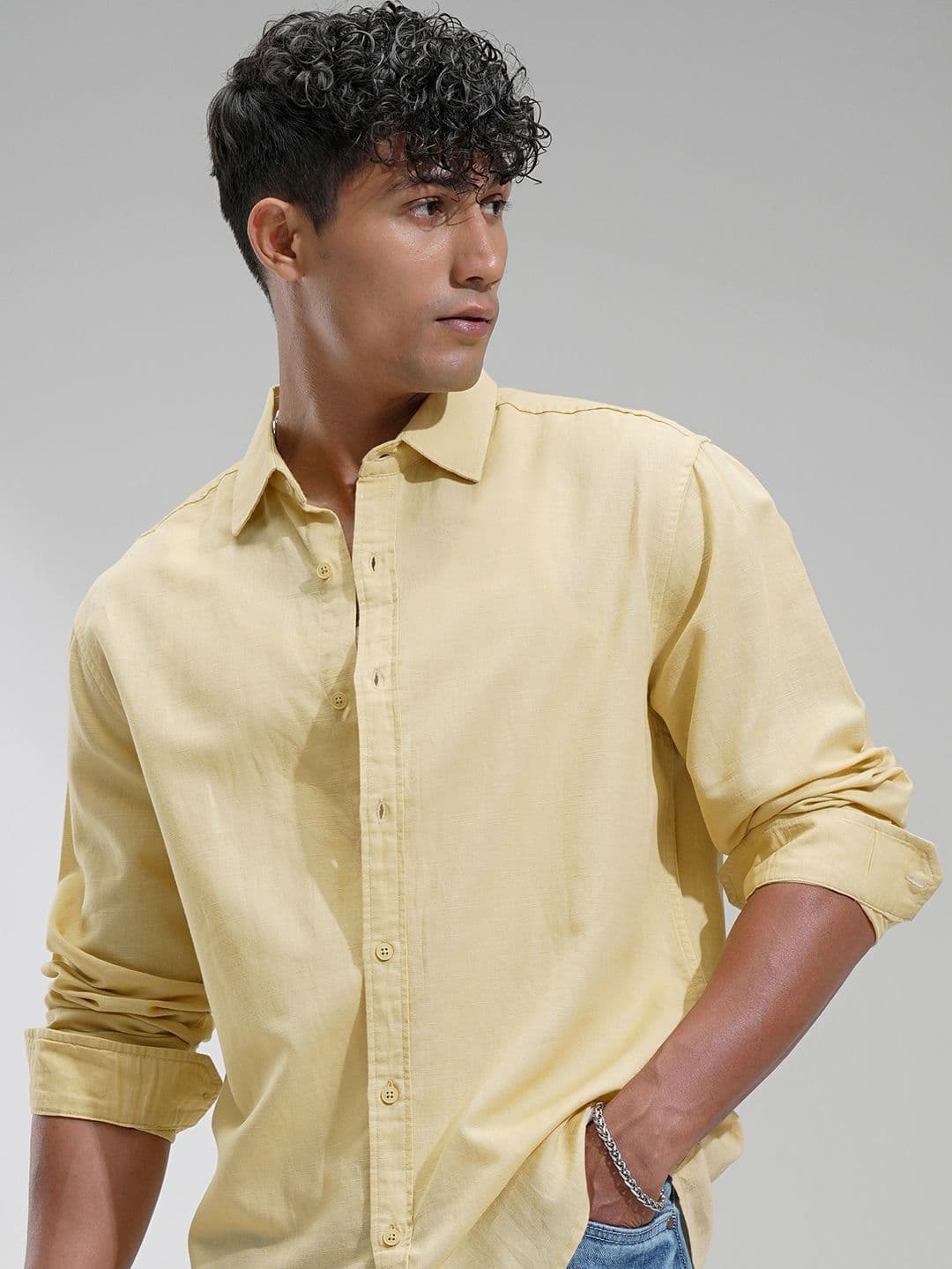 Highlander Men Cotton Linen Casual Regular Fit Shirt - view 1