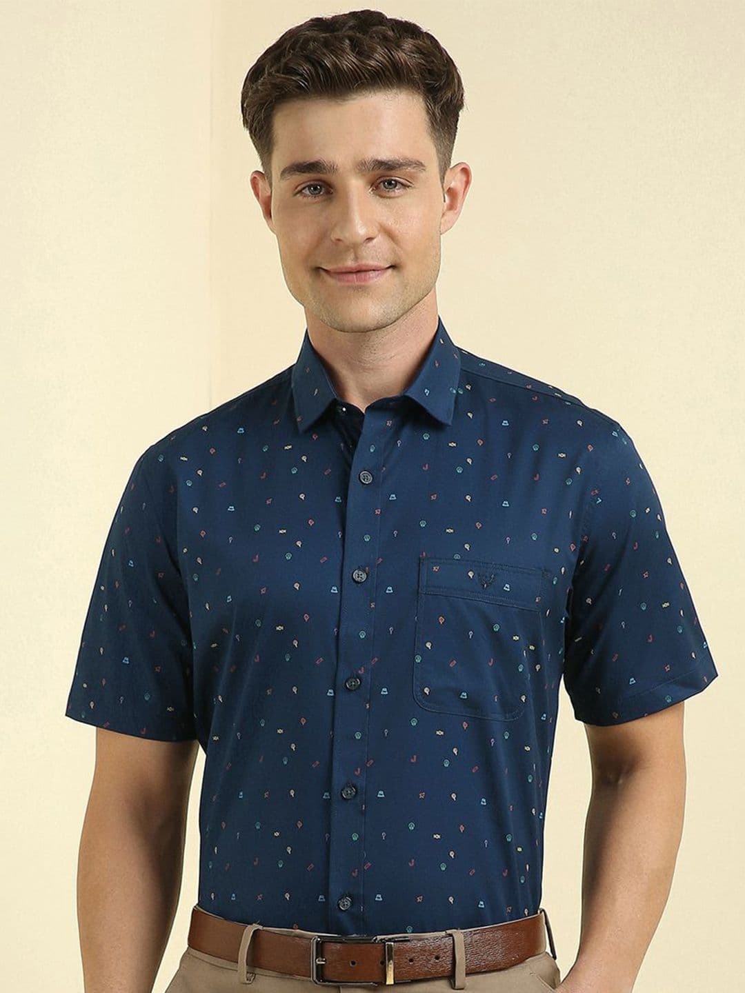 Allen Solly Printed Slim Fit Spread Collar Cotton Formal Shirt - view 1