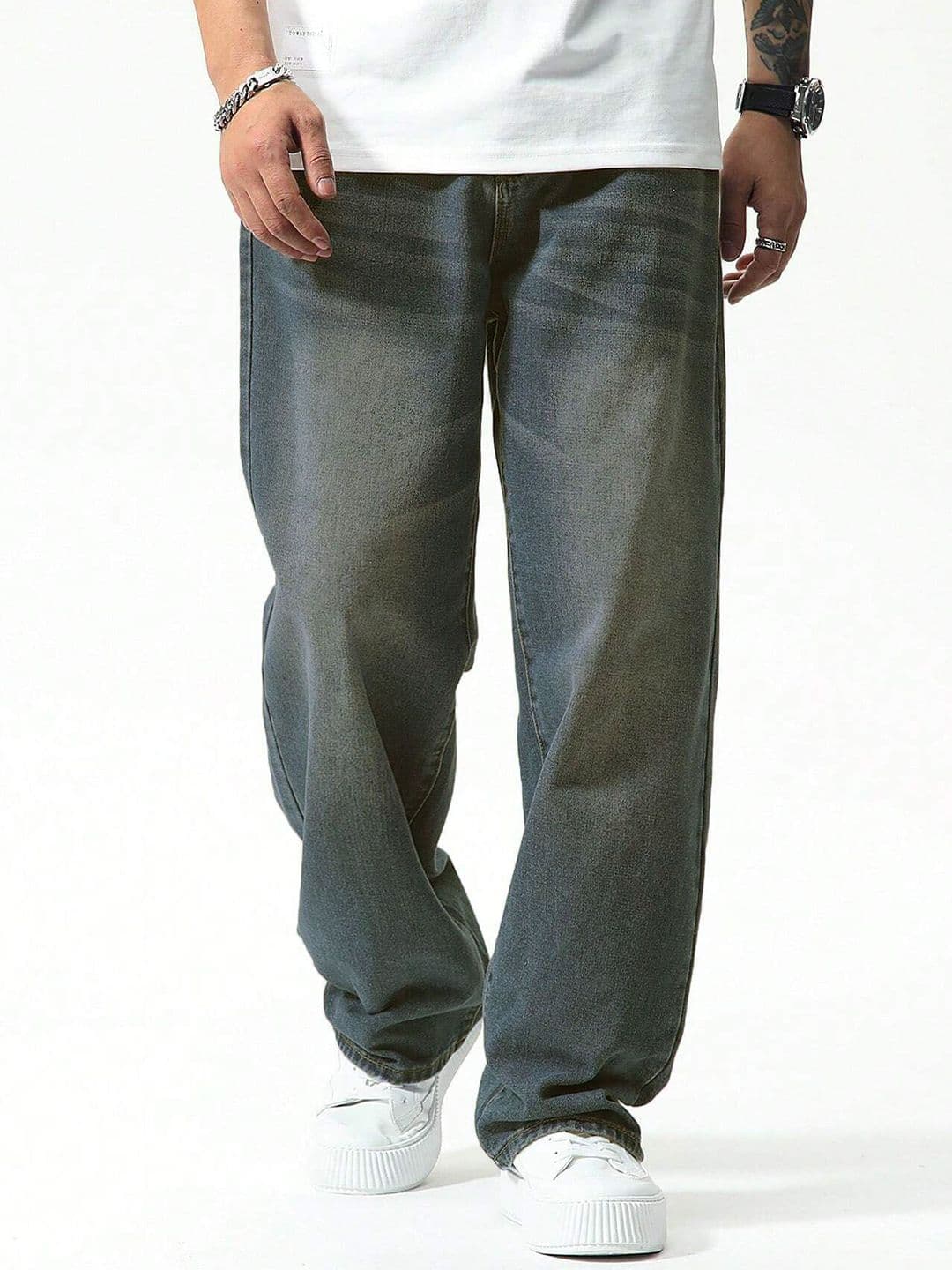 SZN Men Grey Wide Leg Mid-Rise Jeans - view 1