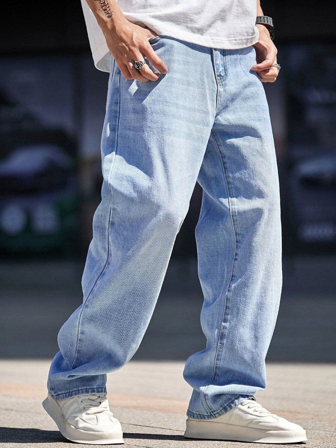 SZN Men Regular Fit High-Rise Low Distress Light Fade Jeans - view 1