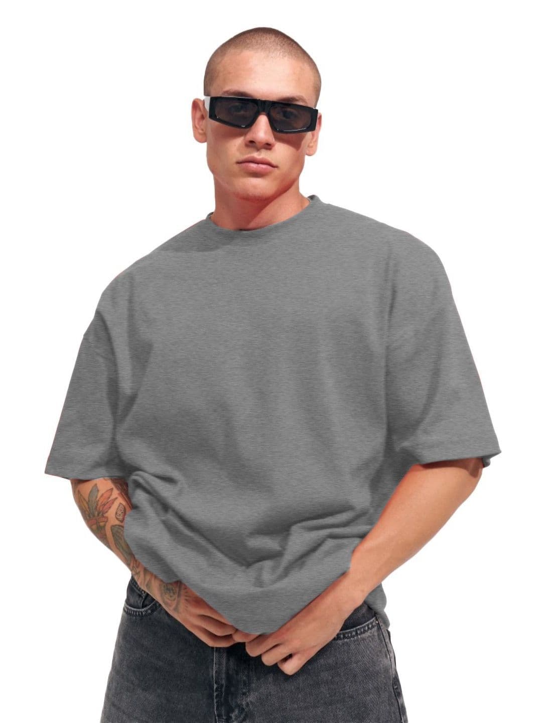 Leotude Men Solid Round Neck Cotton Oversized T-shirt - view 1