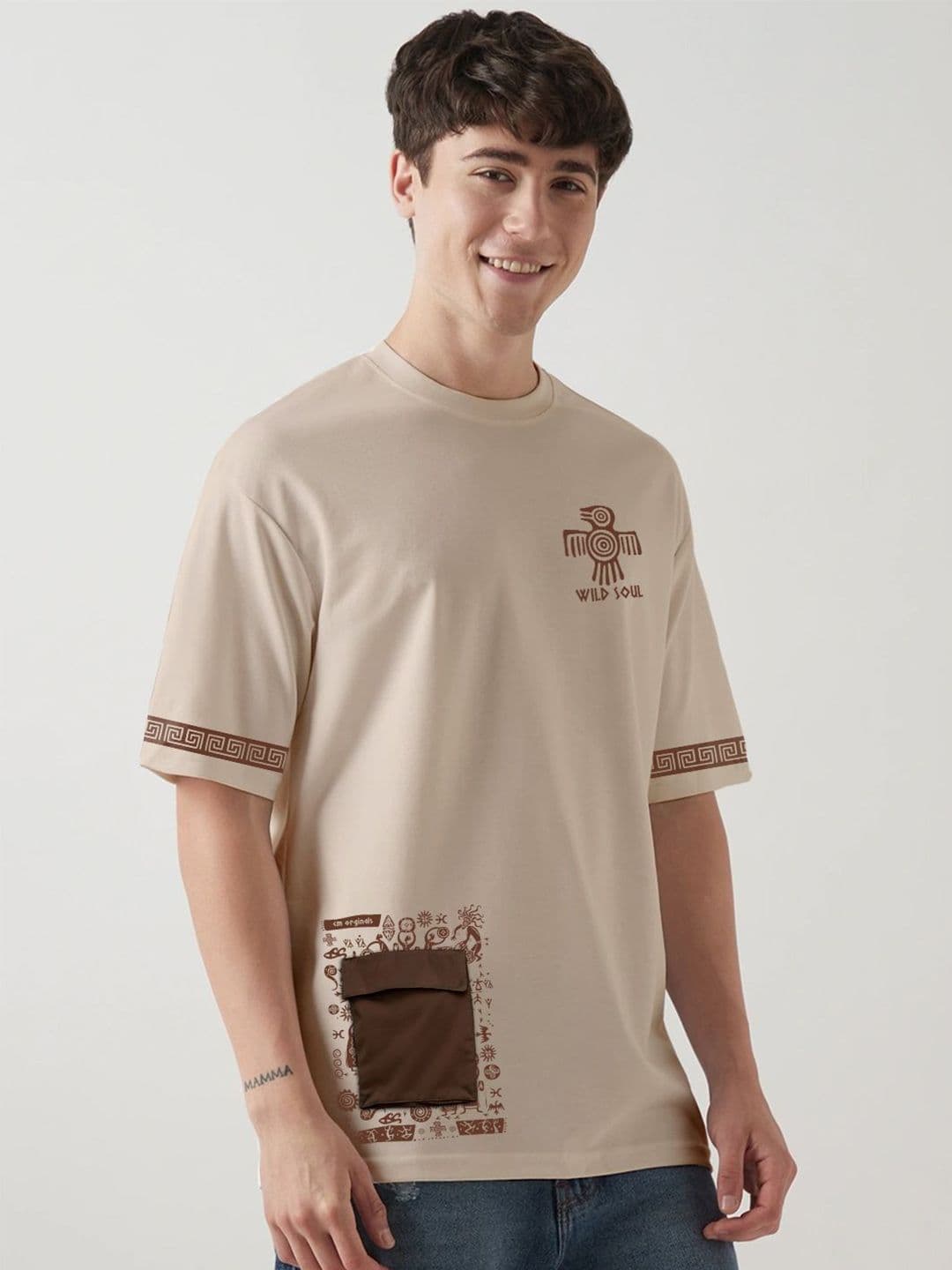 Crazymonk Men Graphic Printed Round Neck Cotton Oversized T-shirt - view 1