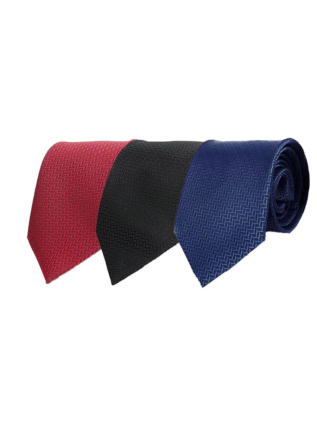 CALIXTO Men Pack Of 3 Woven Design Broad Tie - view 1