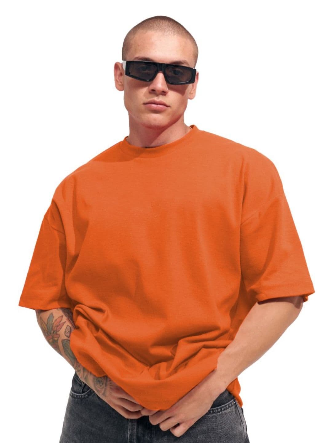 Leotude Men Solid Round Neck Cotton Oversized T-shirt - view 1