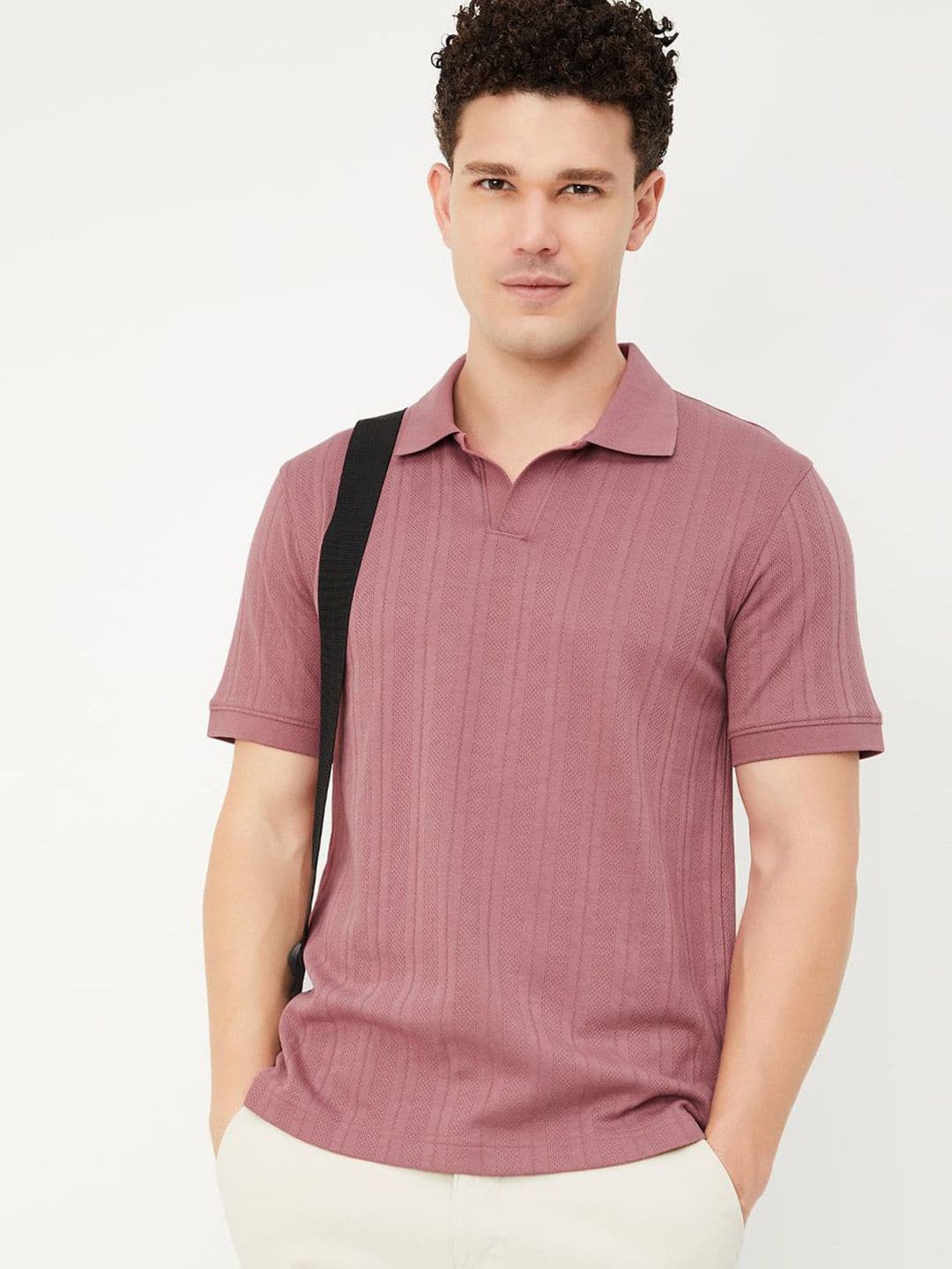 max Men Self Design Polo Collar Cotton T-shirt - view 1