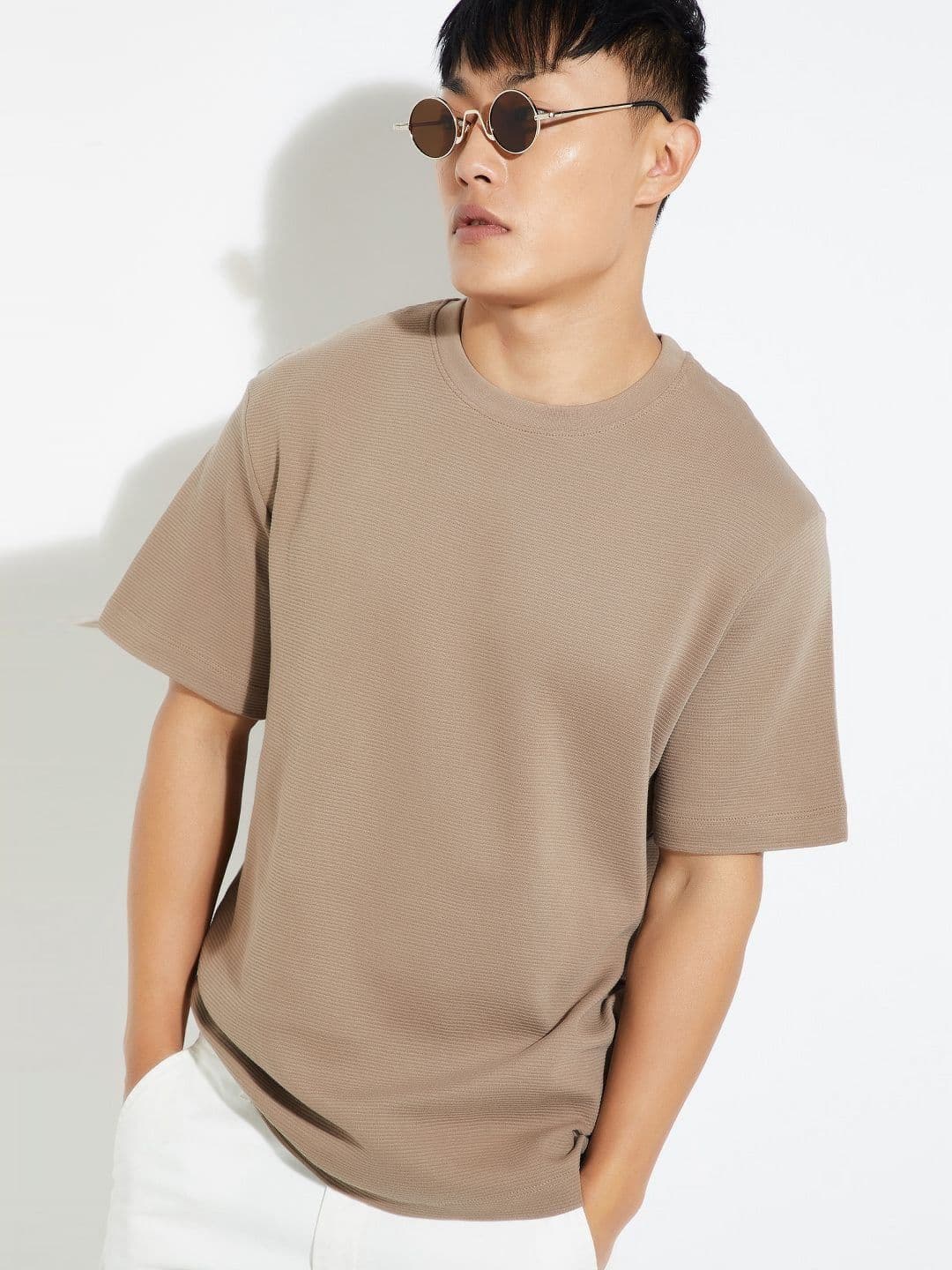 max Men Solid Round Neck Cotton Oversized T-shirt - view 1
