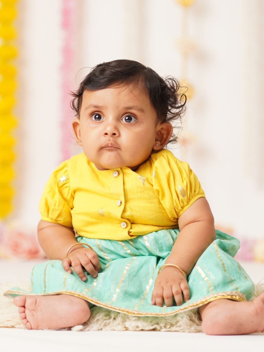 Sangria Infant Girls Geometric Woven Design Pure Cotton Lehenga & Choli - view 1