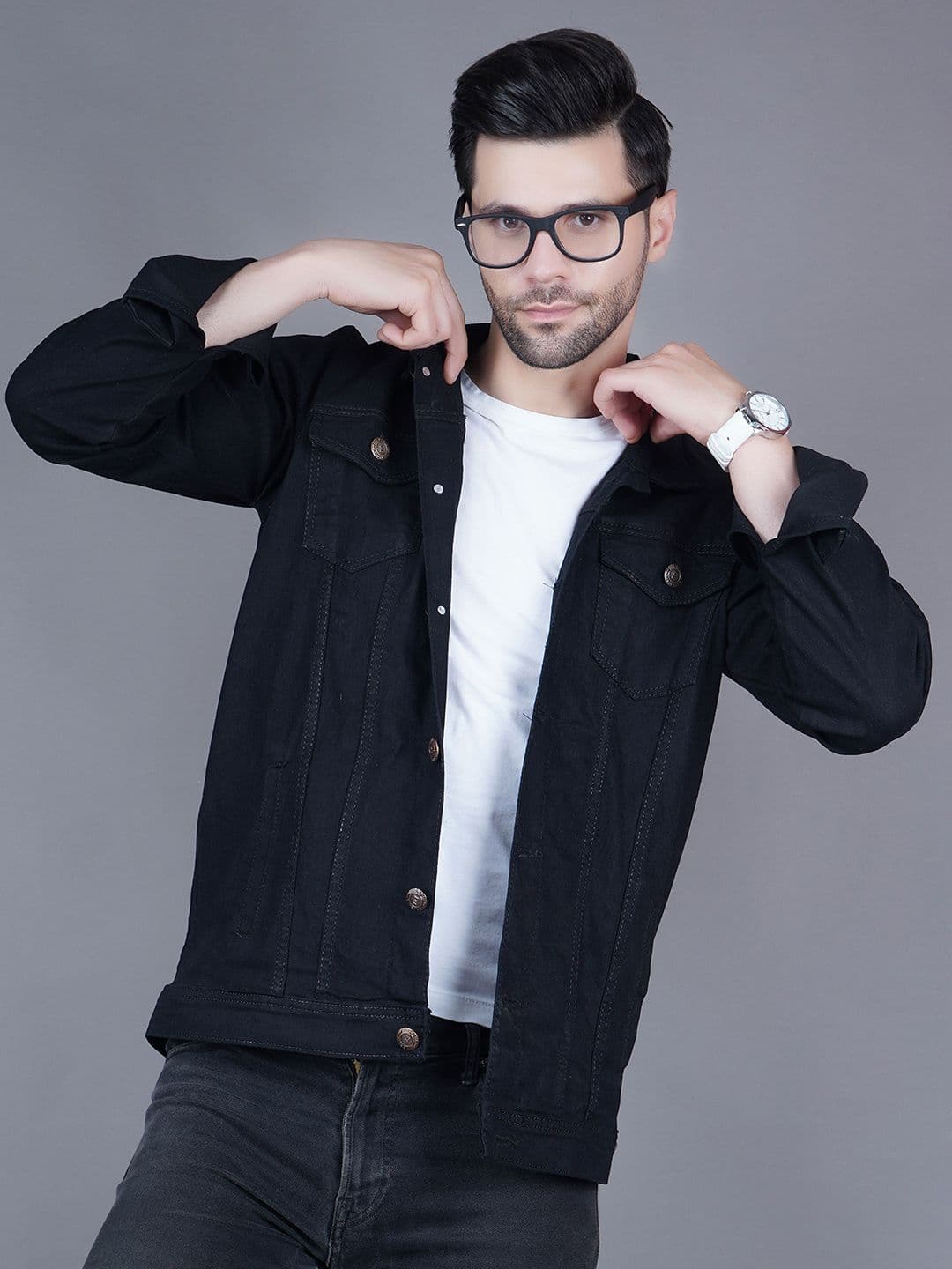 Moda Rapido Spread Collar Denim Jacket - view 1