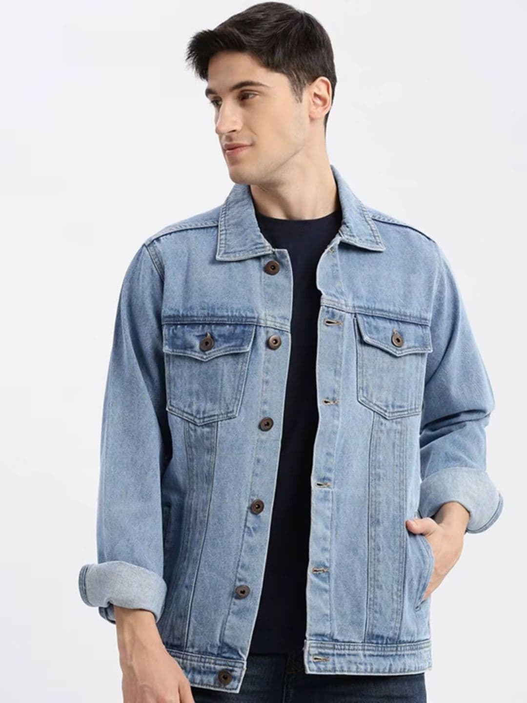 Moda Rapido Spread Collar Denim Jacket - view 1