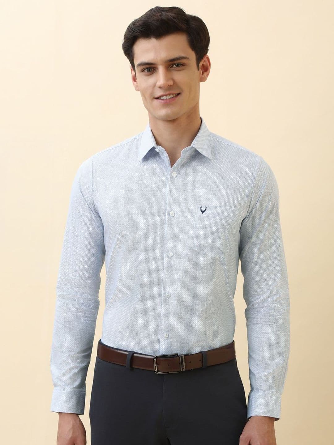 Allen Solly Men Slim Fit Micro Ditsy Printed Spread Collar Pure Cotton Formal Shirt - view 1