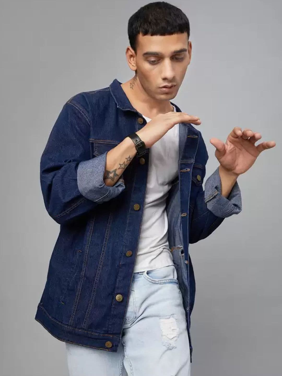 Moda Rapido Spread Collar Lightweight Outdoor Denim Jacket - view 1