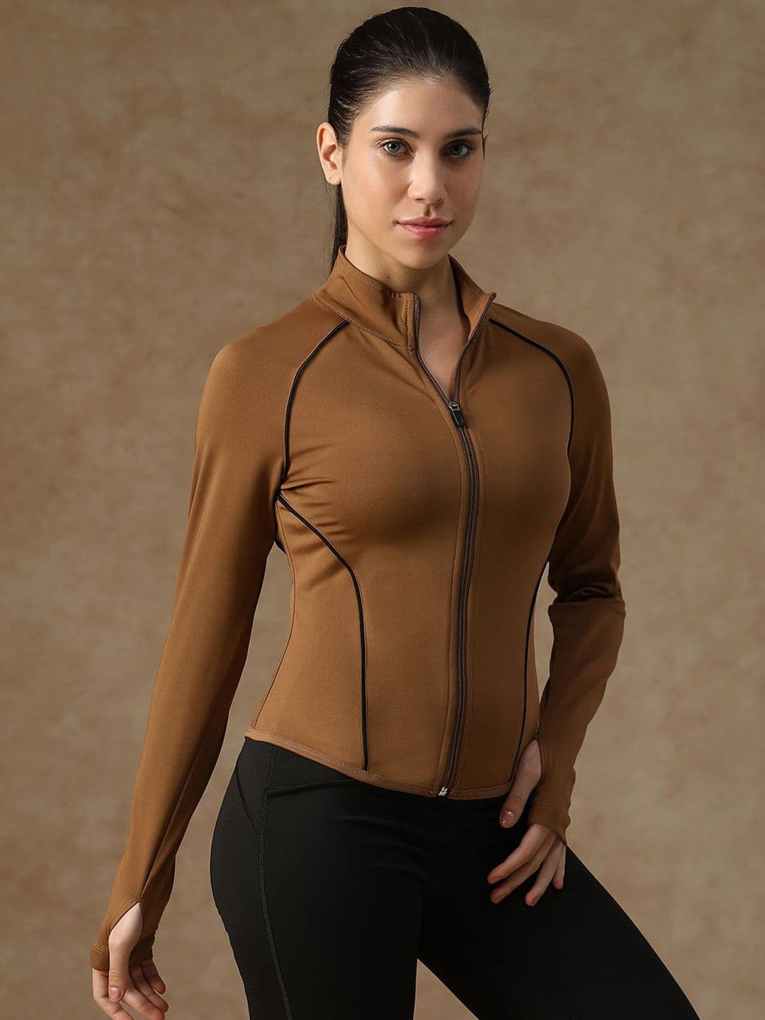 ATHLISIS Women Stand Collar Solid Sporty Jacket - view 1