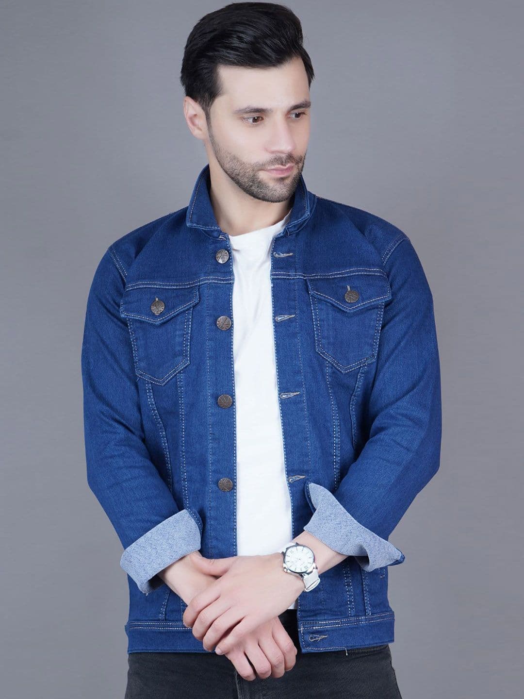 Moda Rapido Spread Collar Denim Jacket - view 1