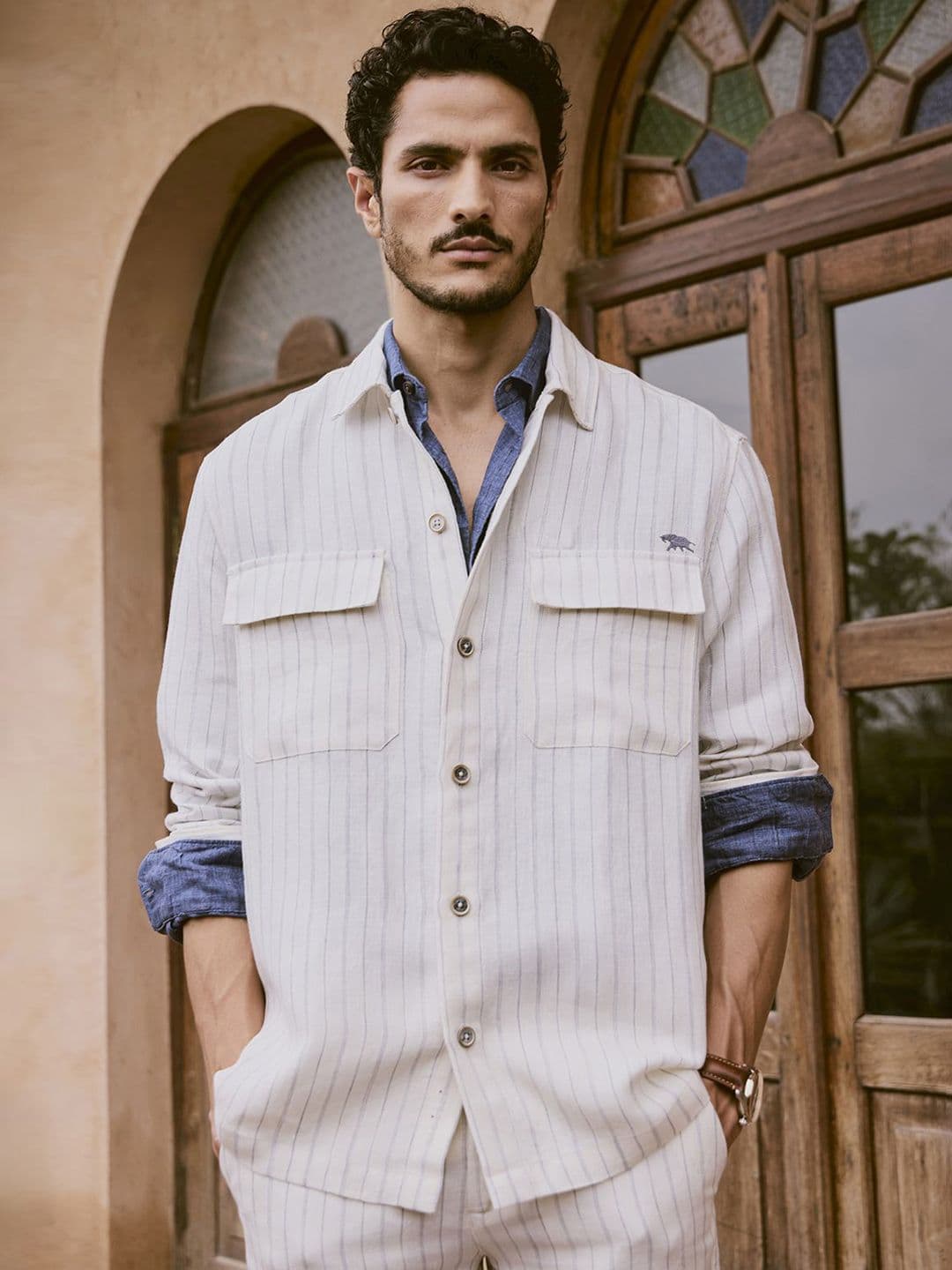 Andamen Men's Casual Linen Woven Jacket - view 1