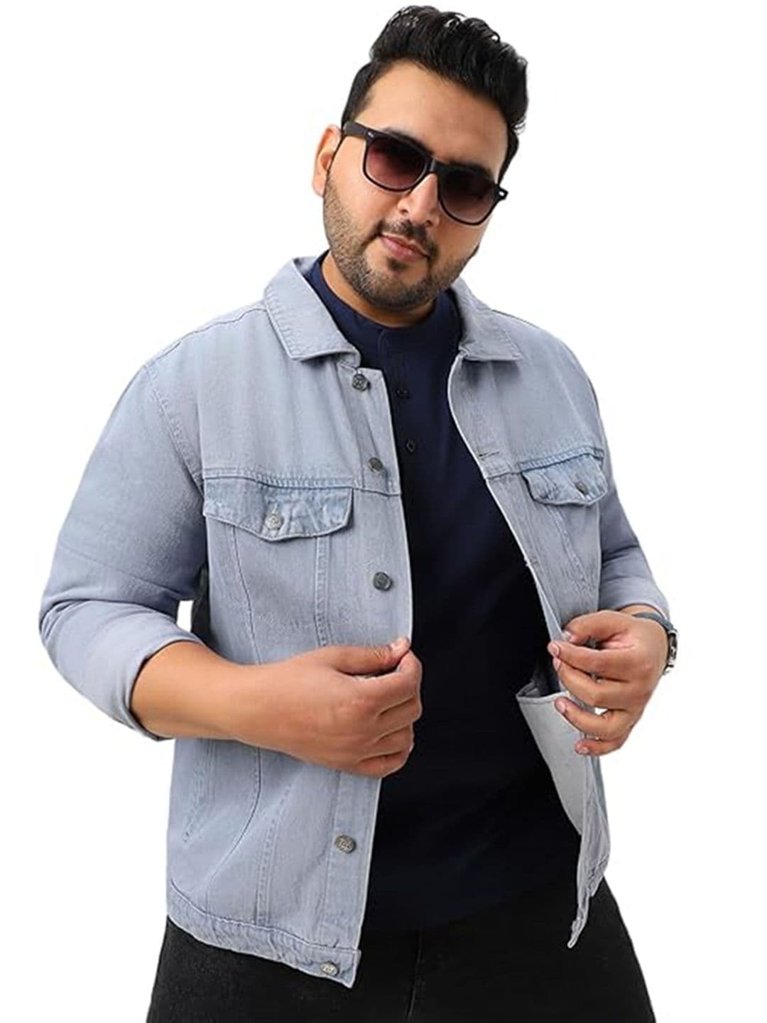 Moda Rapido Spread Collar Denim Jacket - view 1