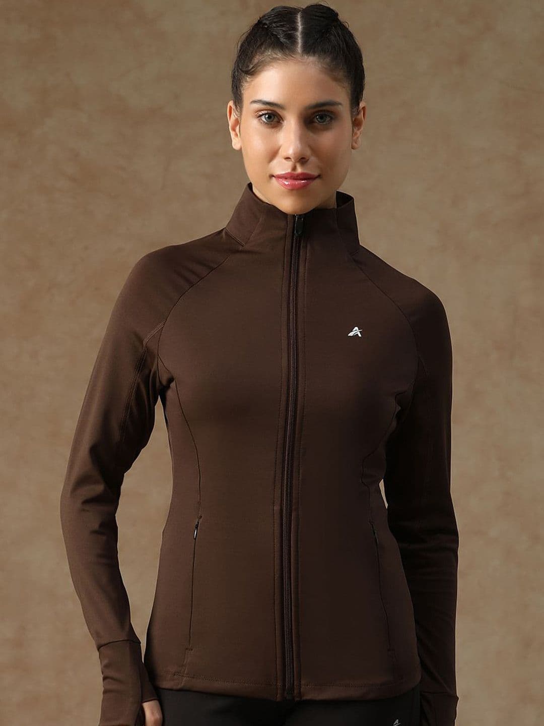 ATHLISIS Women Stand Collar Solid Sporty Jacket - view 1
