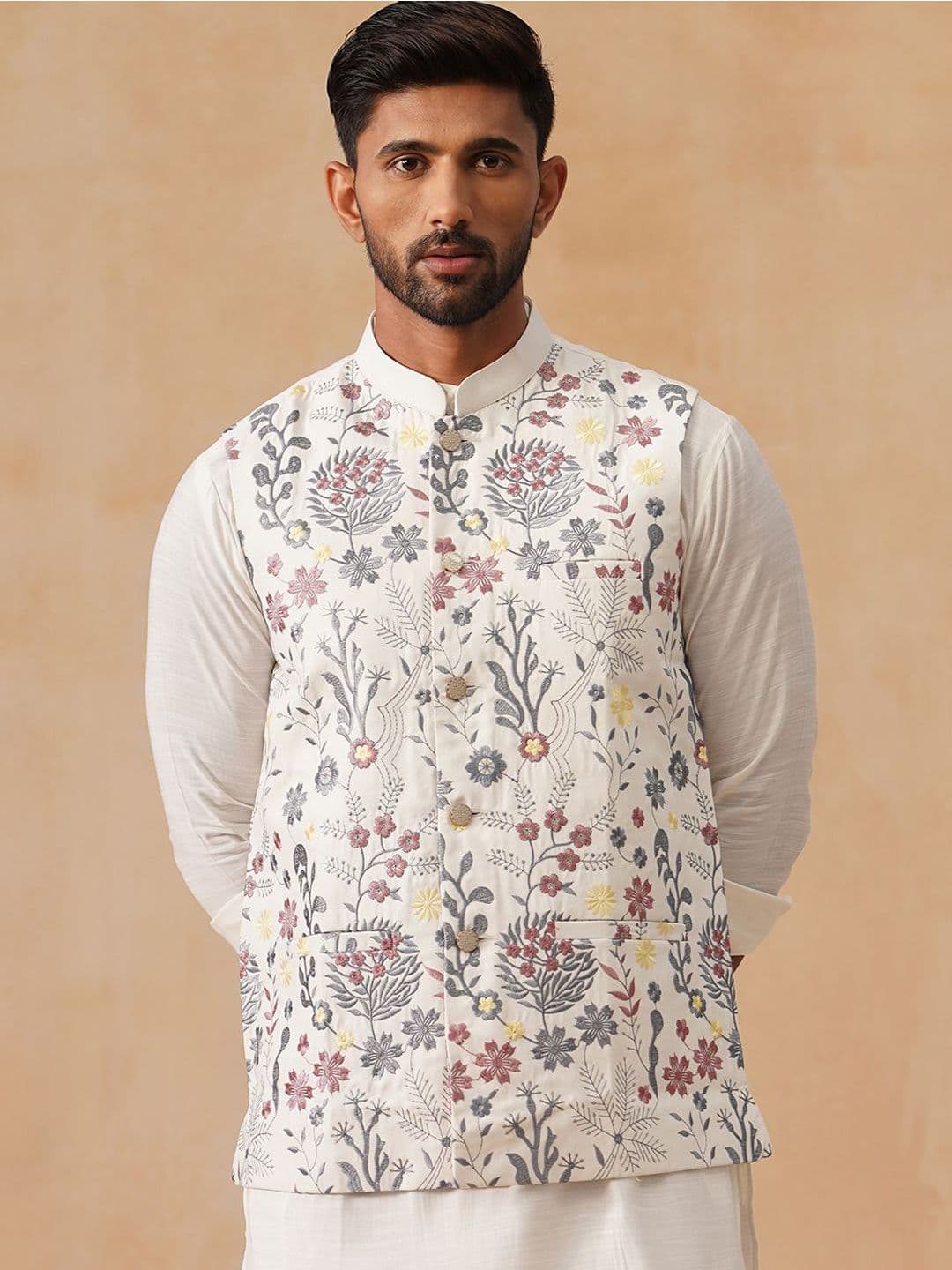 Jompers Men Embroidered Sleeveless Nehru Jacket - view 1