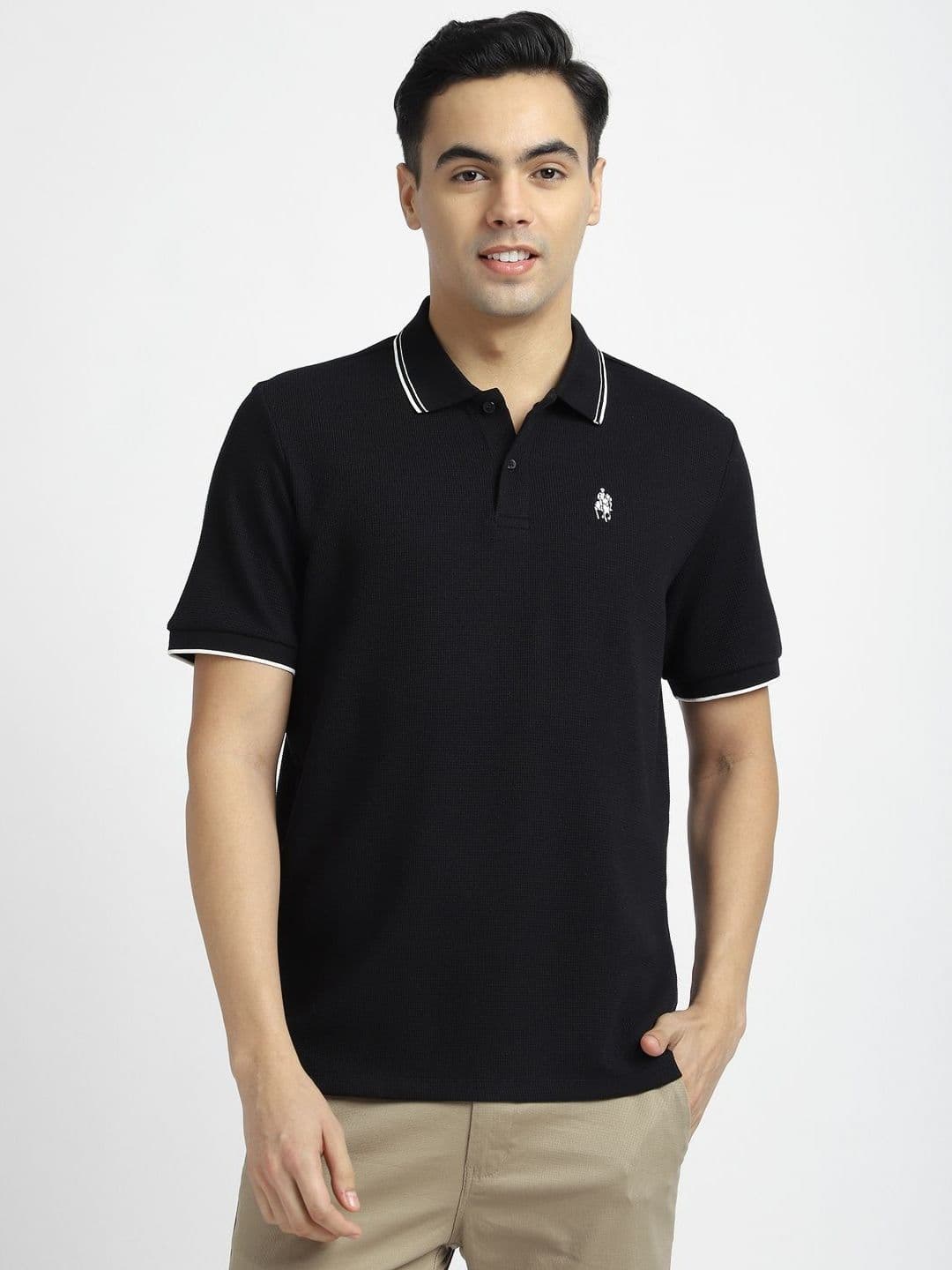 R&B Men Solid Polo Collar Cotton T-shirt - view 1