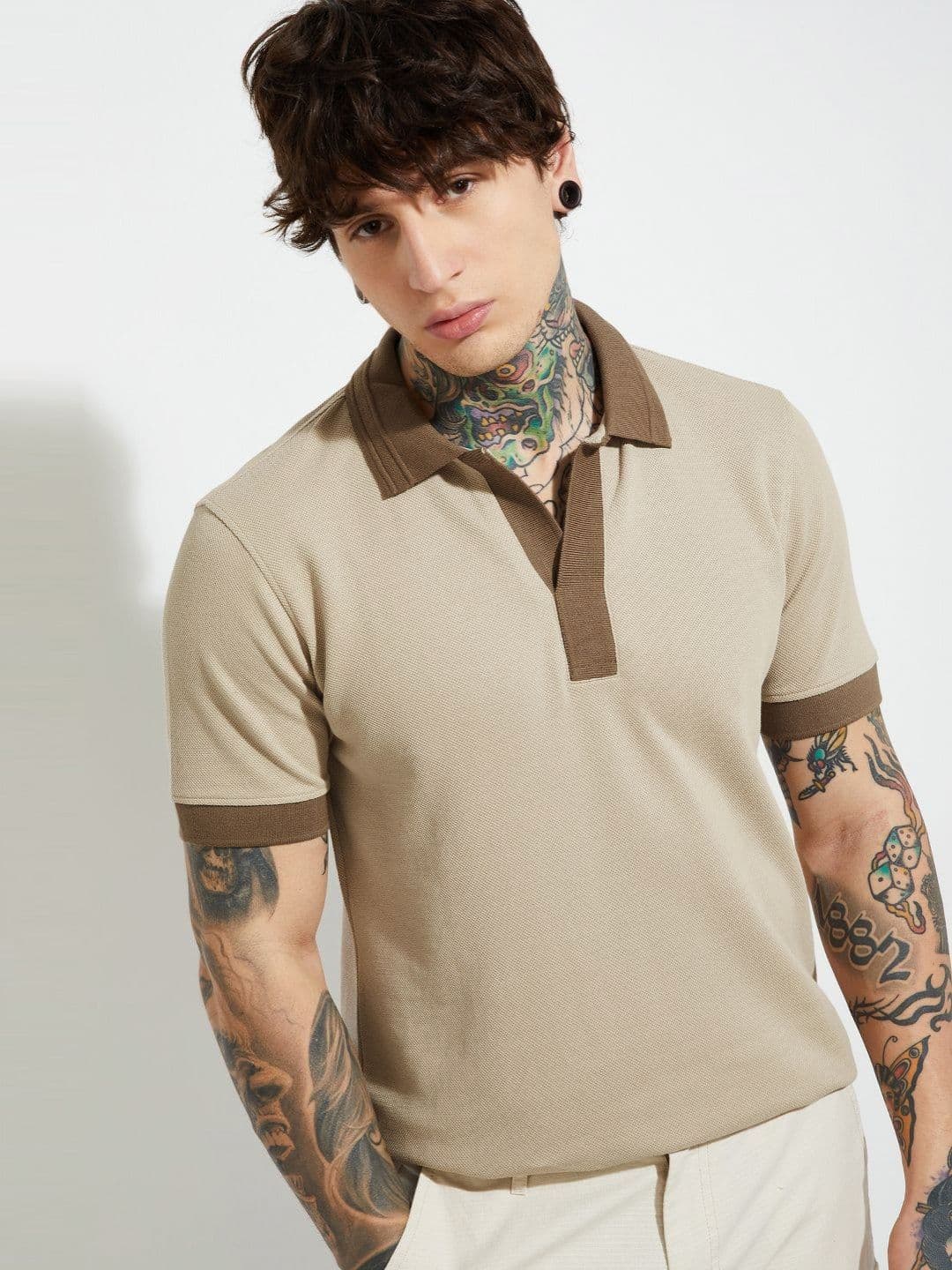 max Men Solid Polo Collar Pure Cotton T-shirt - view 1