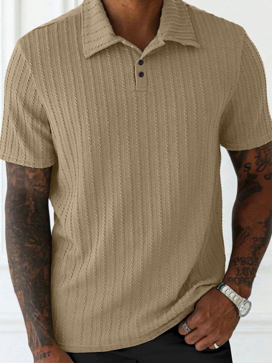 KAJARU Men Self Design Polo Collar T-shirt - view 1