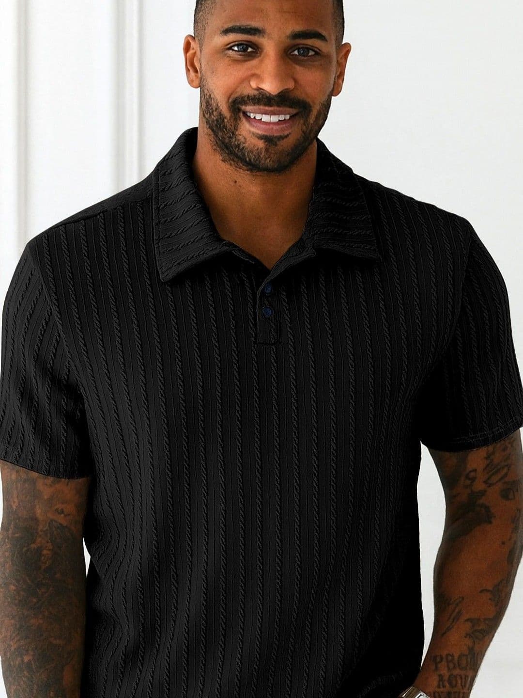KAJARU Men Self Design Polo Collar T-shirt - view 1