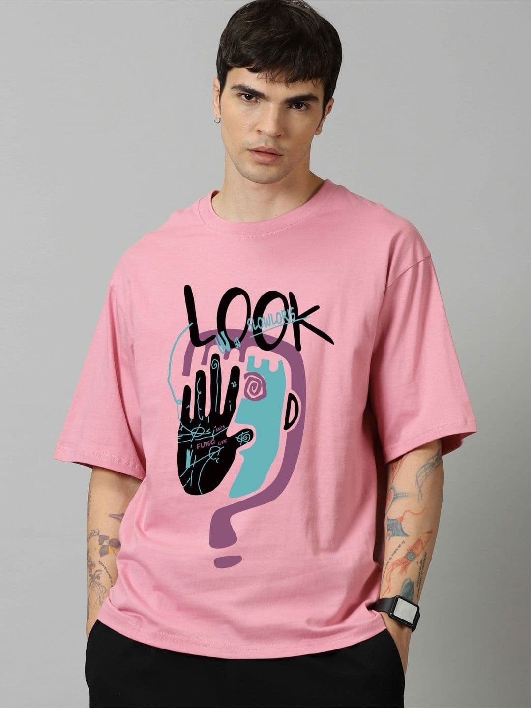 CRYPTIC Typography Printed Drop-Shoulder Sleeves Oversized T-shirt - view 1