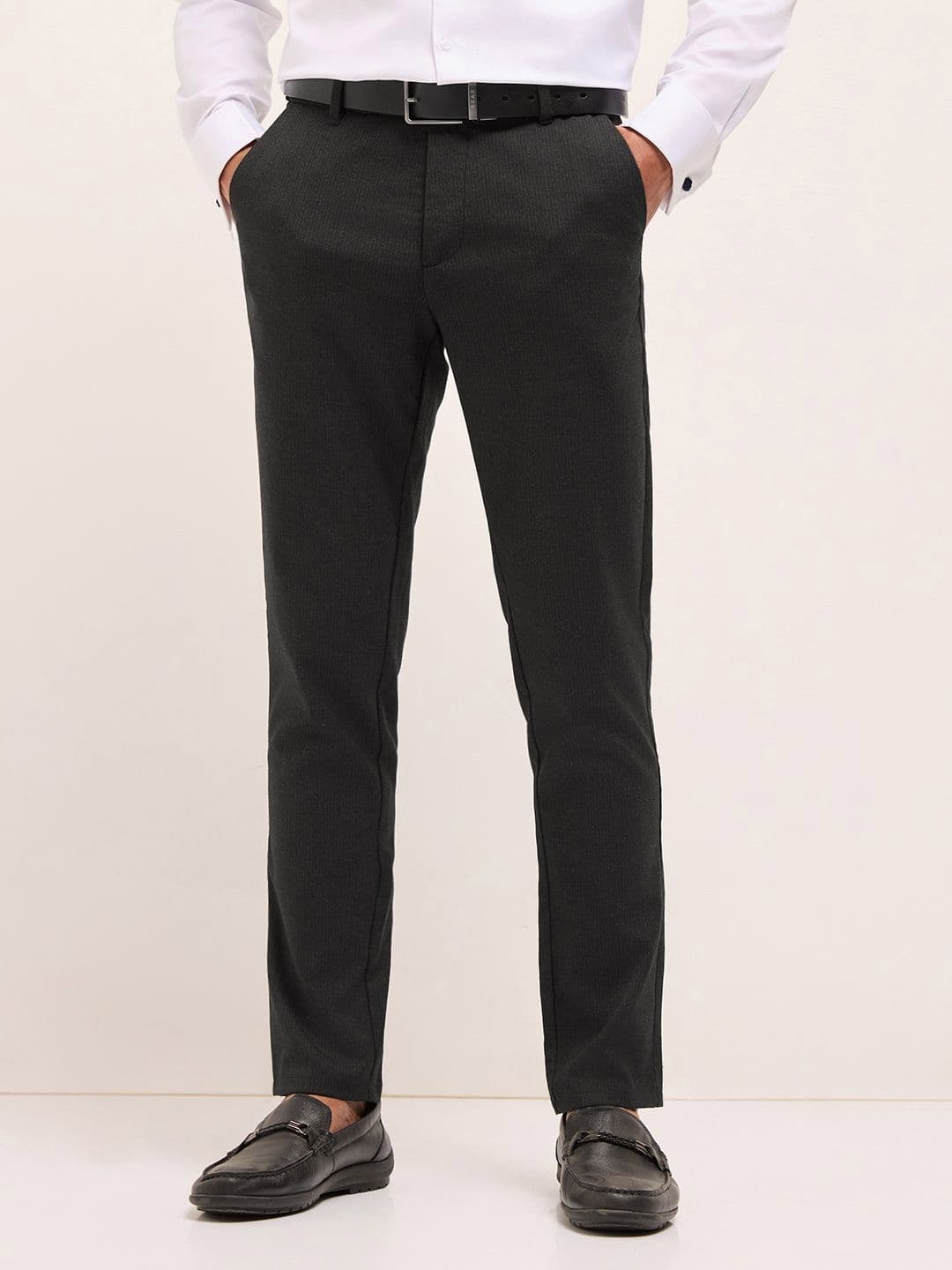 THE BEAR HOUSE Men Woven Pin Striped Slim Fit Formal Trouser - view 1
