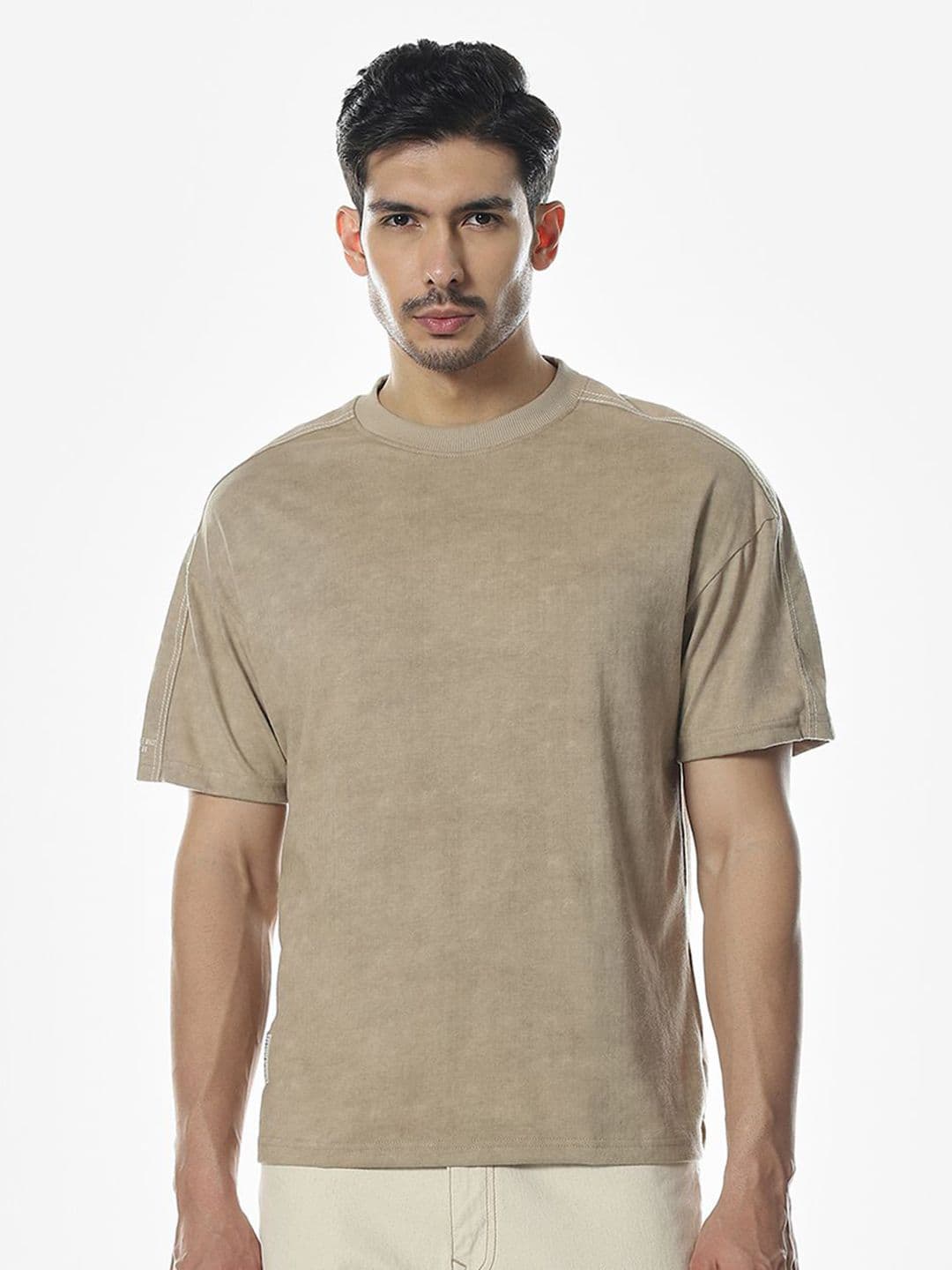 Klub Fox Men Solid Round Neck Cotton Oversized T-shirt - view 1