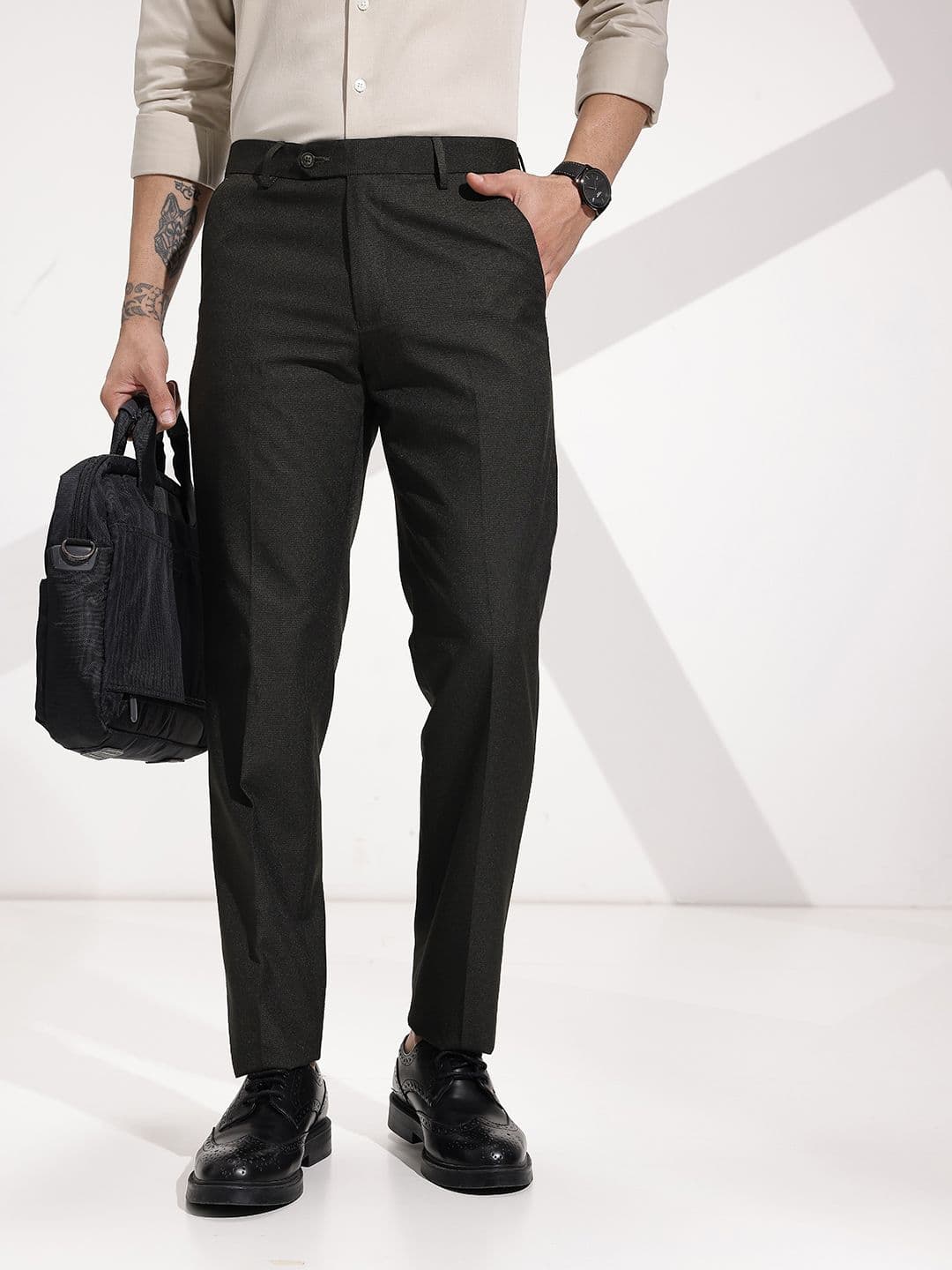 INVICTUS Men Checked Slim Fit Formal Trousers - view 1