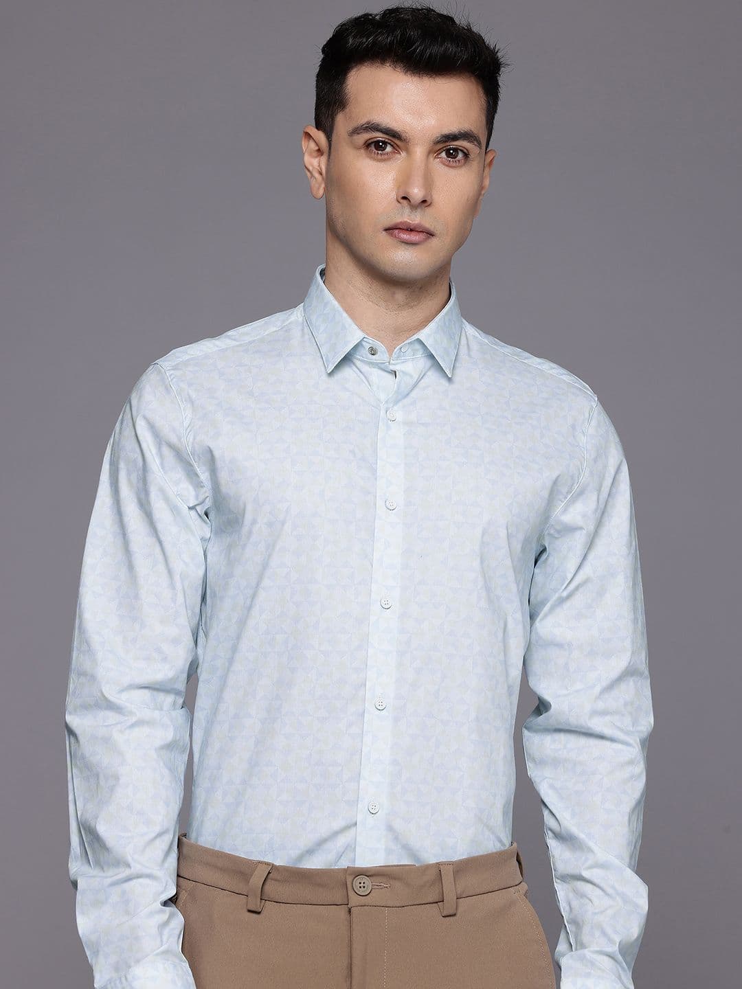 Louis Philippe Ath.Work Super Slim Fit Geometric Printed Formal Shirt - view 1