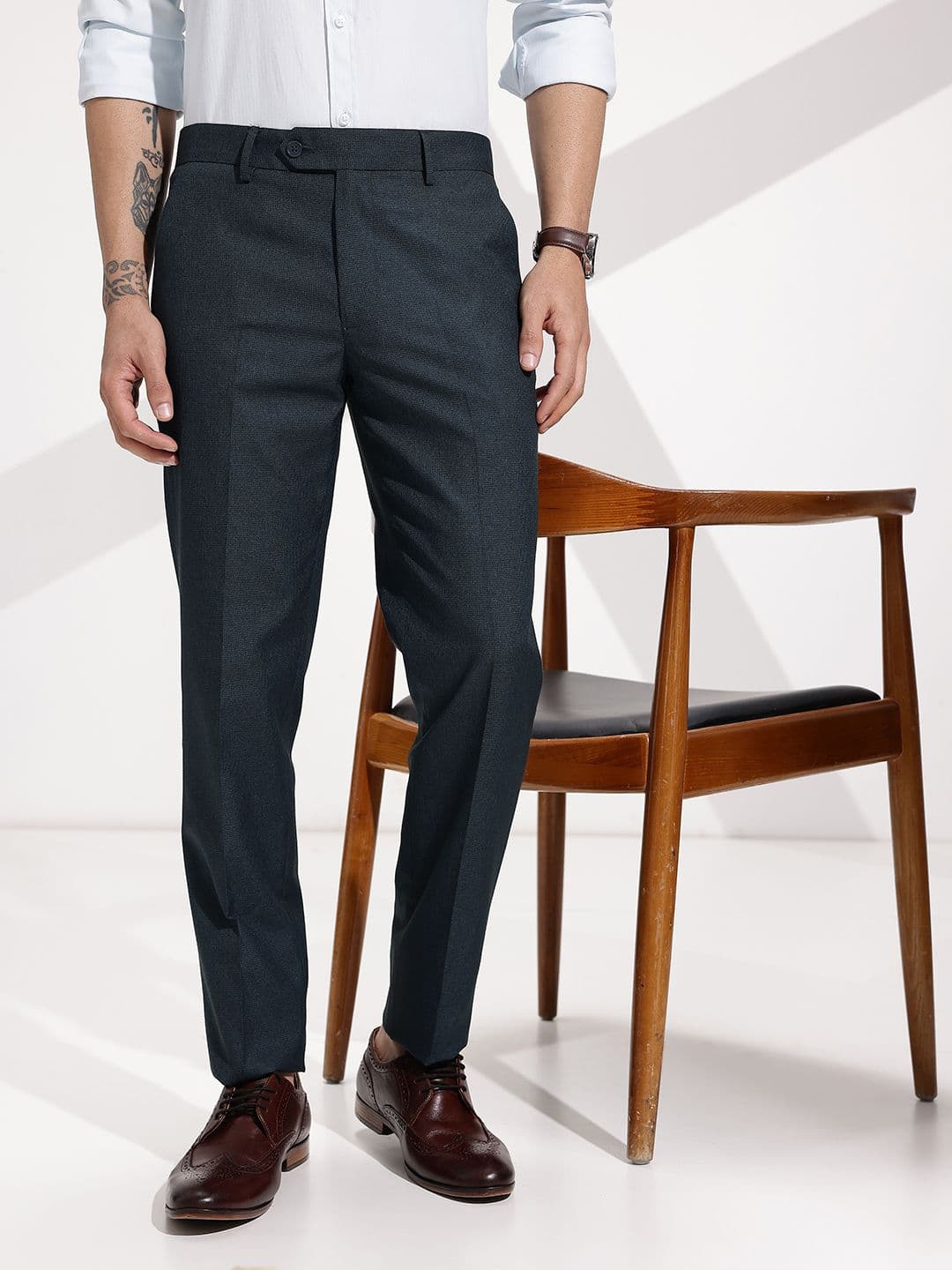 INVICTUS Men Checked Slim Fit Formal Trousers - view 1