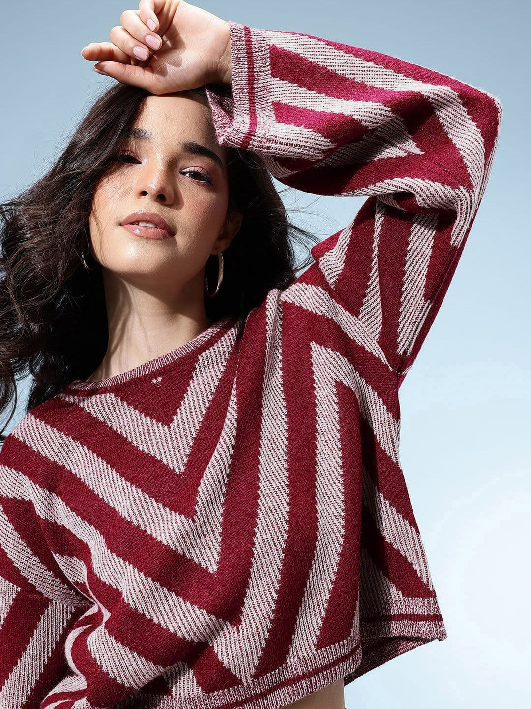 glitchez Chevron Design Drop-Shoulder Pullover - view 1