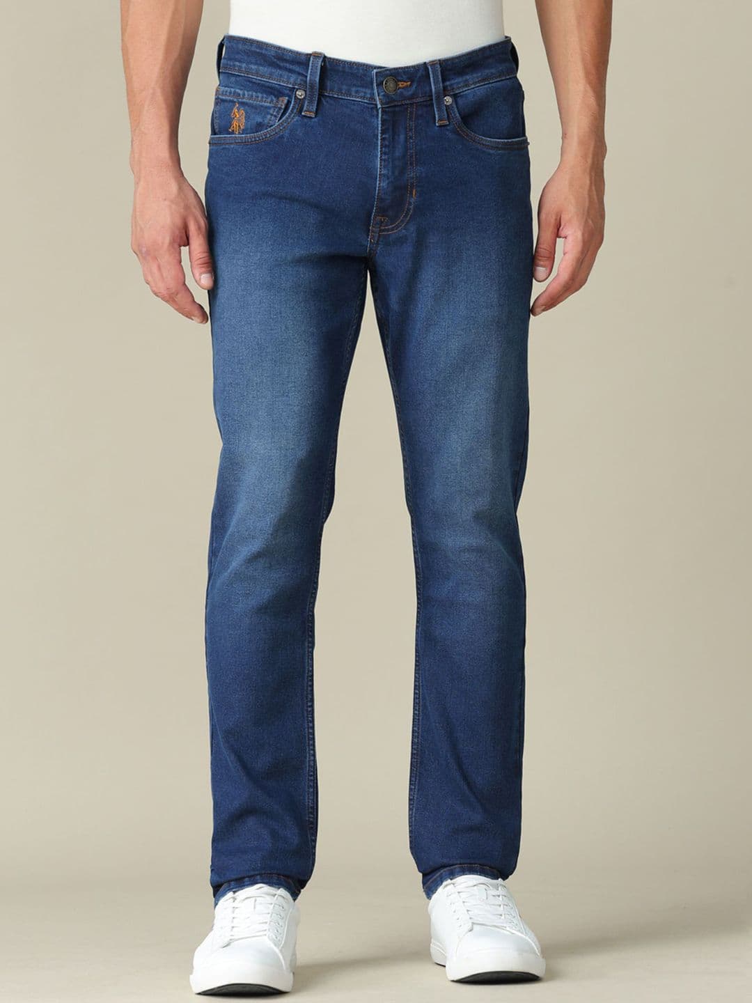 U.S. Polo Assn. Denim Co. Men Tapered Fit Mid-Rise Heavy Fade Stretchable Jeans - view 1