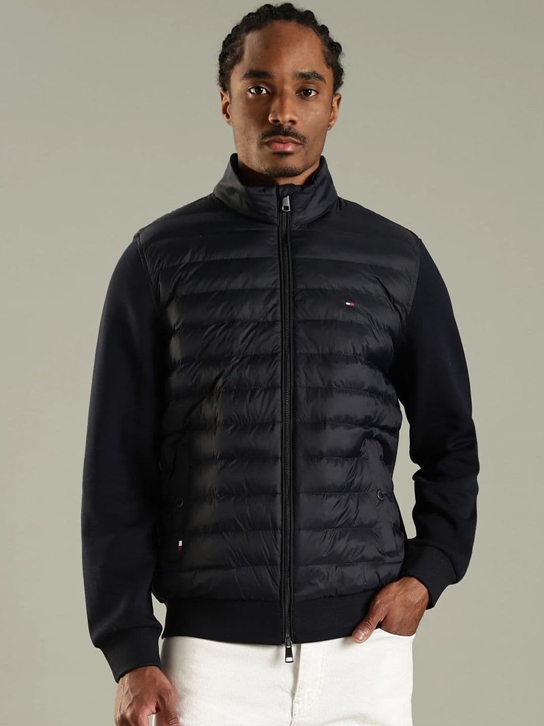 Tommy Hilfiger Men Mock Collar Solid Padded Jacket - view 1